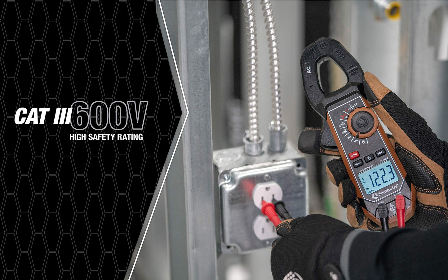 Southwire - 65031640 CLAMP METER, 400A AC/DC 21530T,Black/Brown