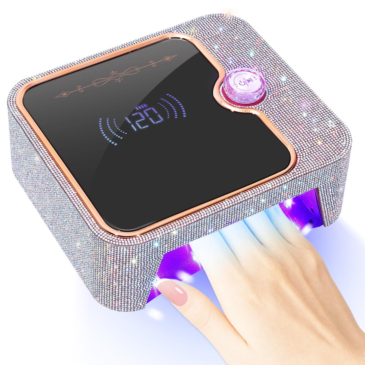 ANBEISTEE UV Light for Nails, Rechargeable UV Nail Lamp, Fast Nails Dryer Curing Lamp, Gel Nail Polish UV Light, 0-120S Arbitrary Timing, for Salon & Home