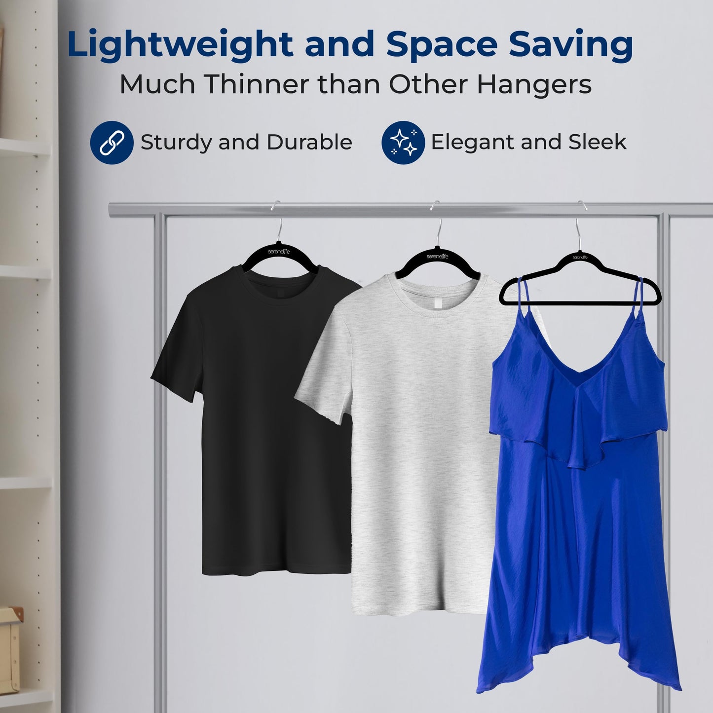 SereneLife Velvet Hangers – 100 Pack, Slim & Space Saving for Closets