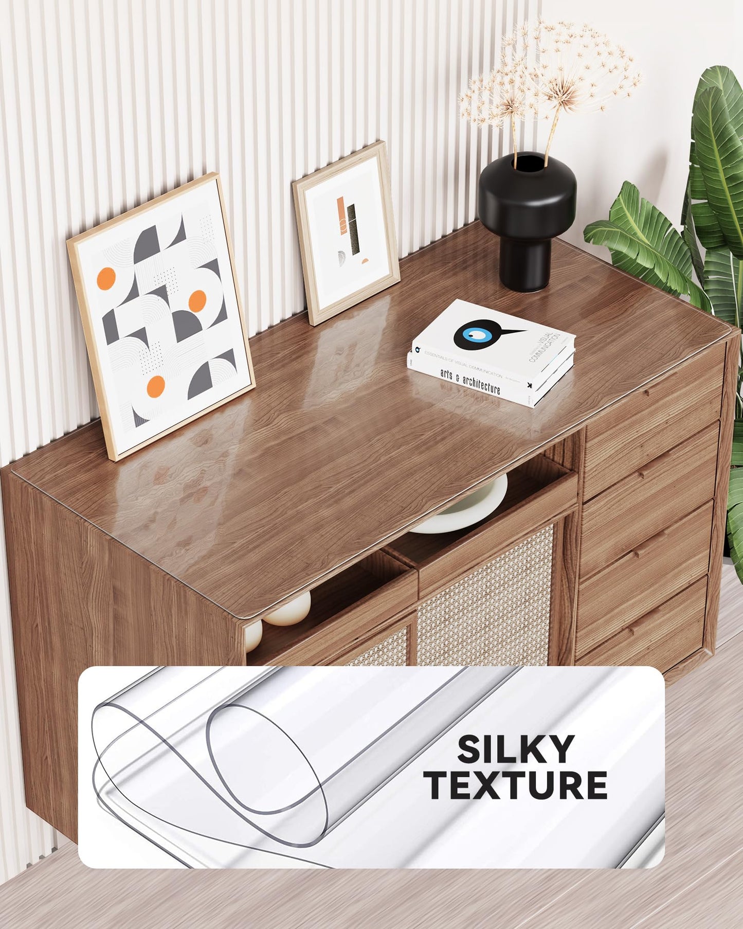 Oterri Clear Writing Desk Pad, 47.2’’x23.6” Heat Resistant Waterproof PVC Round Edge Durable Desk Protect Mat, Anti-Static Writing Mat Table Protector
