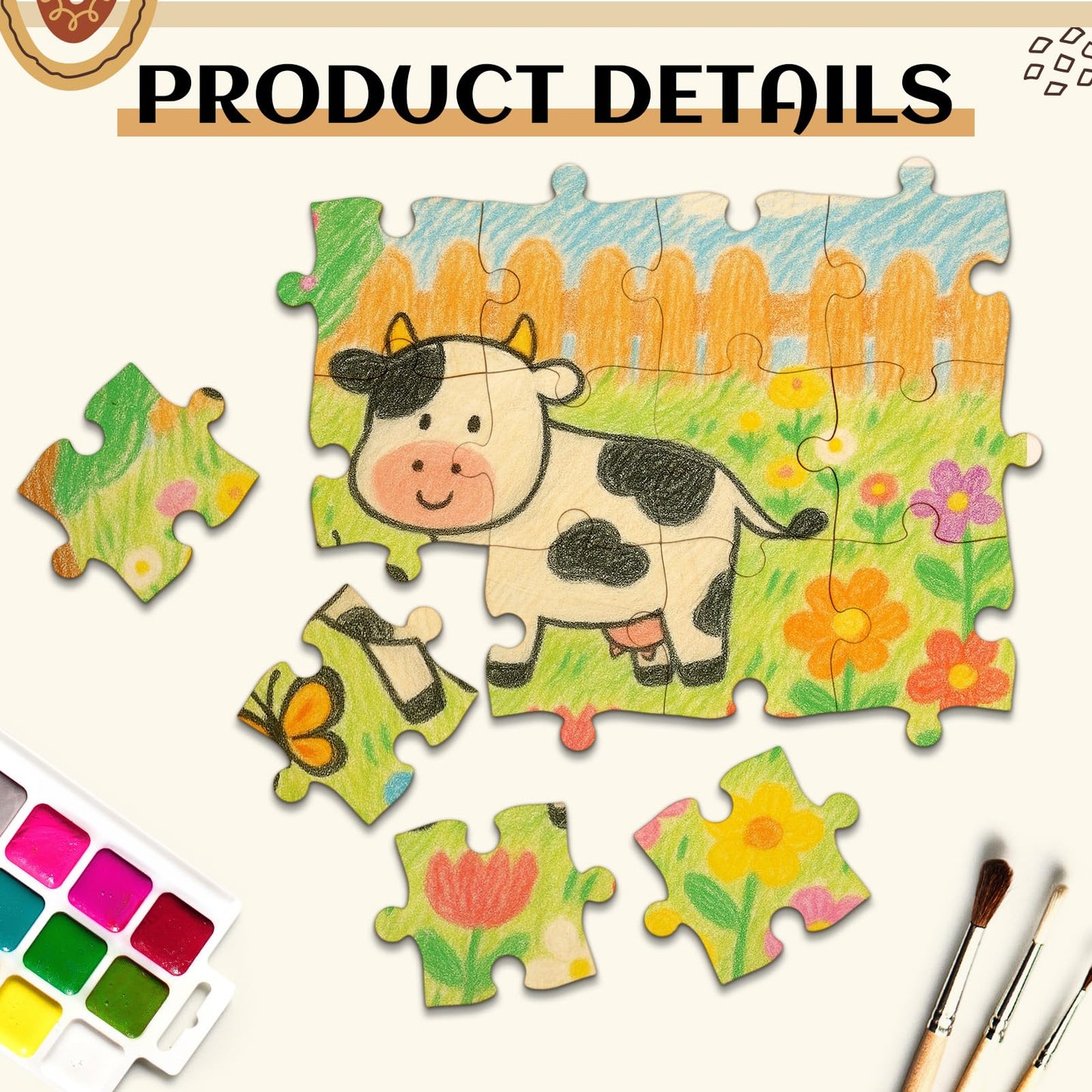 Seenelling 100 Pcs Blank Wooden Puzzle Pieces for Crafts 4x5 Inch DIY Make Your Own Puzzle to Draw on Unfinished Large Jigsaw Classroom Decor DIY Arts and Crafts Back to School Gift