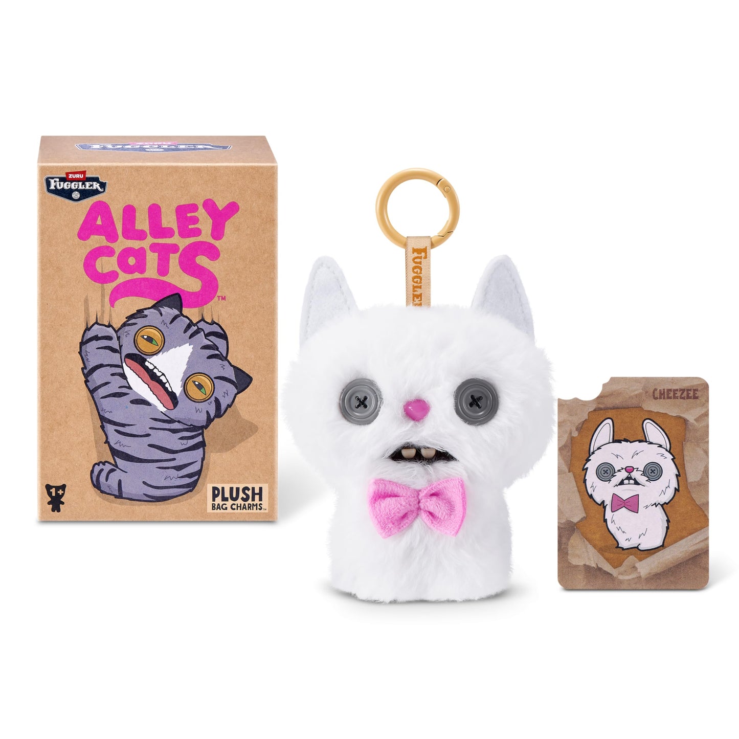 Fuggler Alley Cat Keyring 5 Inch Plush Collectible (6 Pack) by ZURU Funny Ugly Monster Featuring Mischievous Alley Cat Design, Signature Teeth, and Clip-On Keychain for Keys and Backpacks