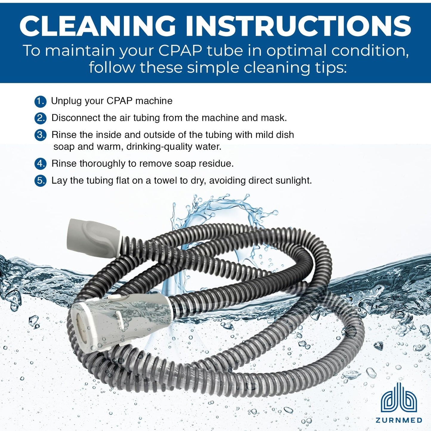 ZURNMED® Climate-Line Air Tube/Hose Replacement for #37296 AirSense10 -CPAP Tubing - Improved Design (S10 Models ONLY)