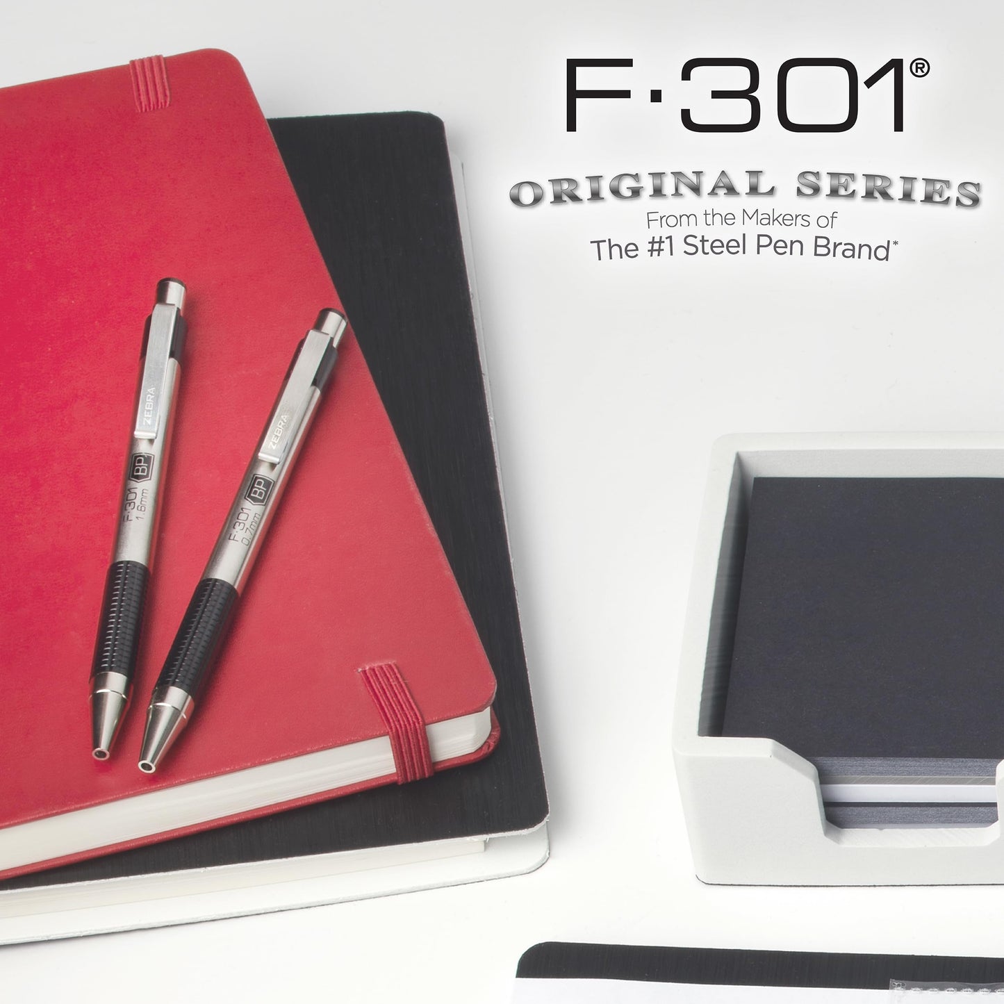 Zebra Pen F-301 Ballpoint Black Ink Fine Point 0.7mm Pen, Easy-Glide Ink, Stainless Steel Retractable, Non-Slip Grip, Professional Design, Ideal for Office, Journal and Planner Use, 18-Pack (27118)