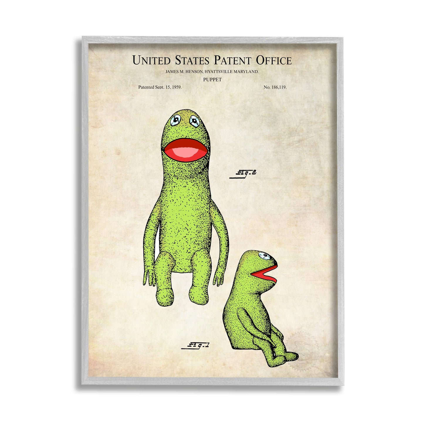 Stupell Industries Vintage Frog Character Puppet Framed Wall Art, Design by Karl Hronek