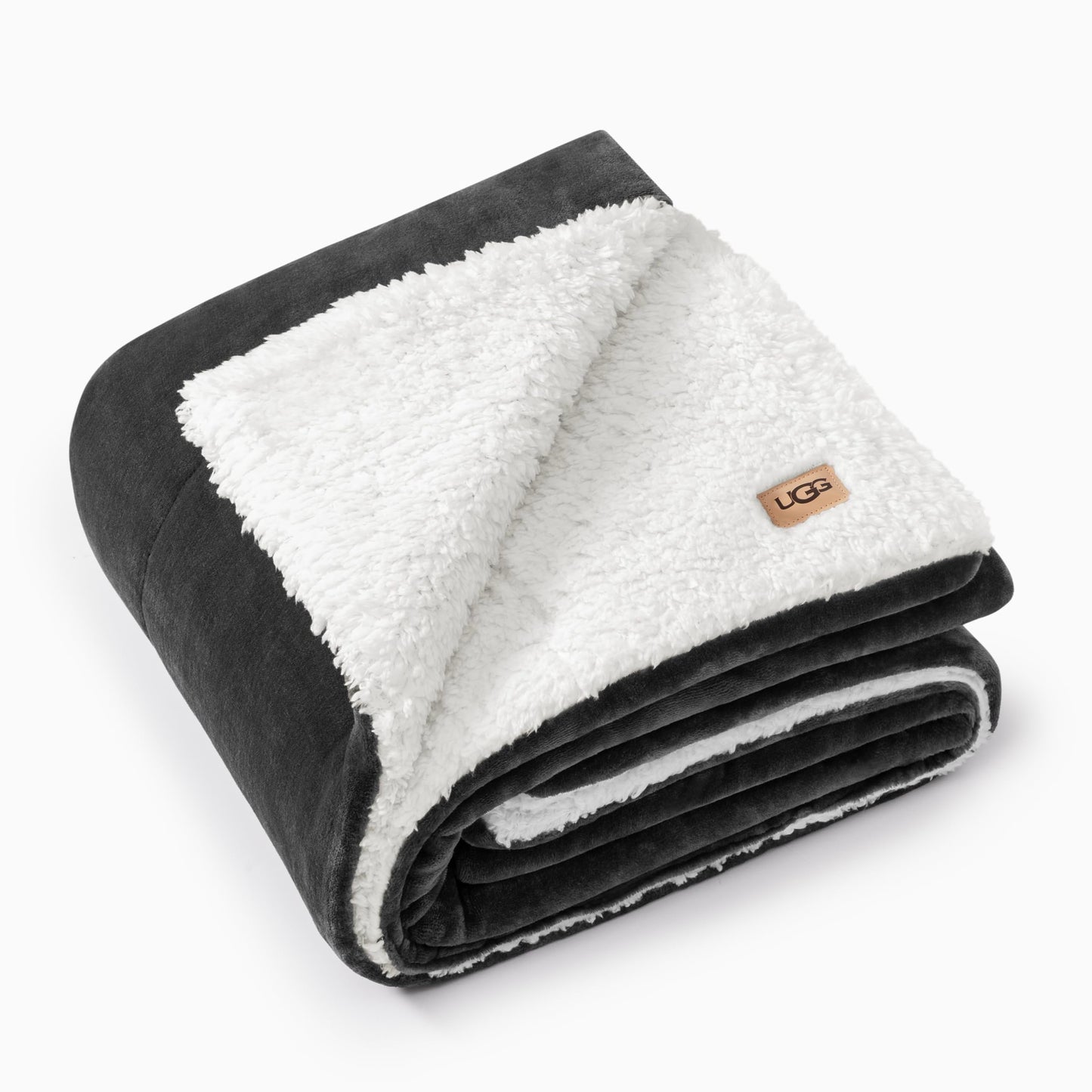 UGG Nita Throw Blanket for Bed, Soft Reversible Plush Throw for Couch and Living Room, Cozy Fluffy Blanket, Washable Bedding, Home Decor, 50-inch x 70-inch, Charcoal Grey