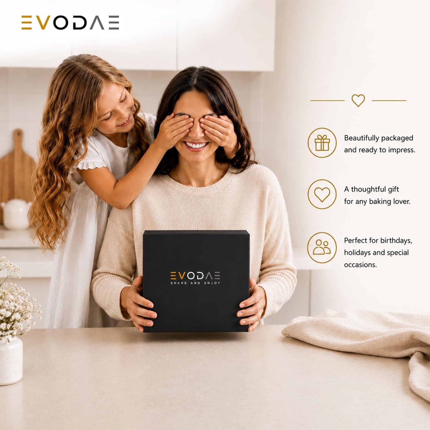 EVODAE Mini Bundt Cake Pans for Baking – Set of 2 – 6 Cups Each (12 Cups Total) – Nonstick Black Carbon Steel – Heavy-Duty & Built to Last – Carefully Packaged in a Clean Black Box – PFOA & PTFE Free