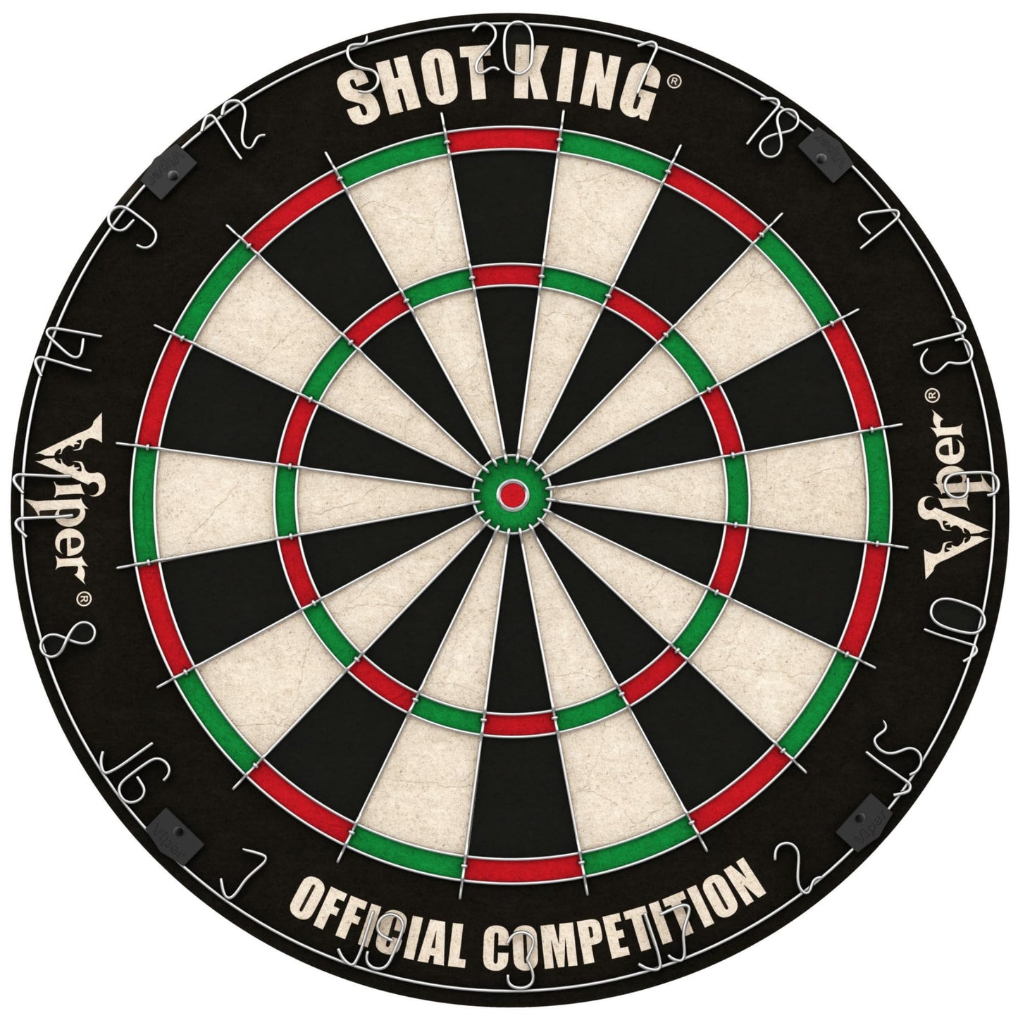 Viper by GLD Products Shot King Regulation Bristle Steel Tip Dartboard Set with Bullseye Metal Radial Spider Wire Compressed Sisal Board with Rotating Number Ring Includes 6 Darts Black