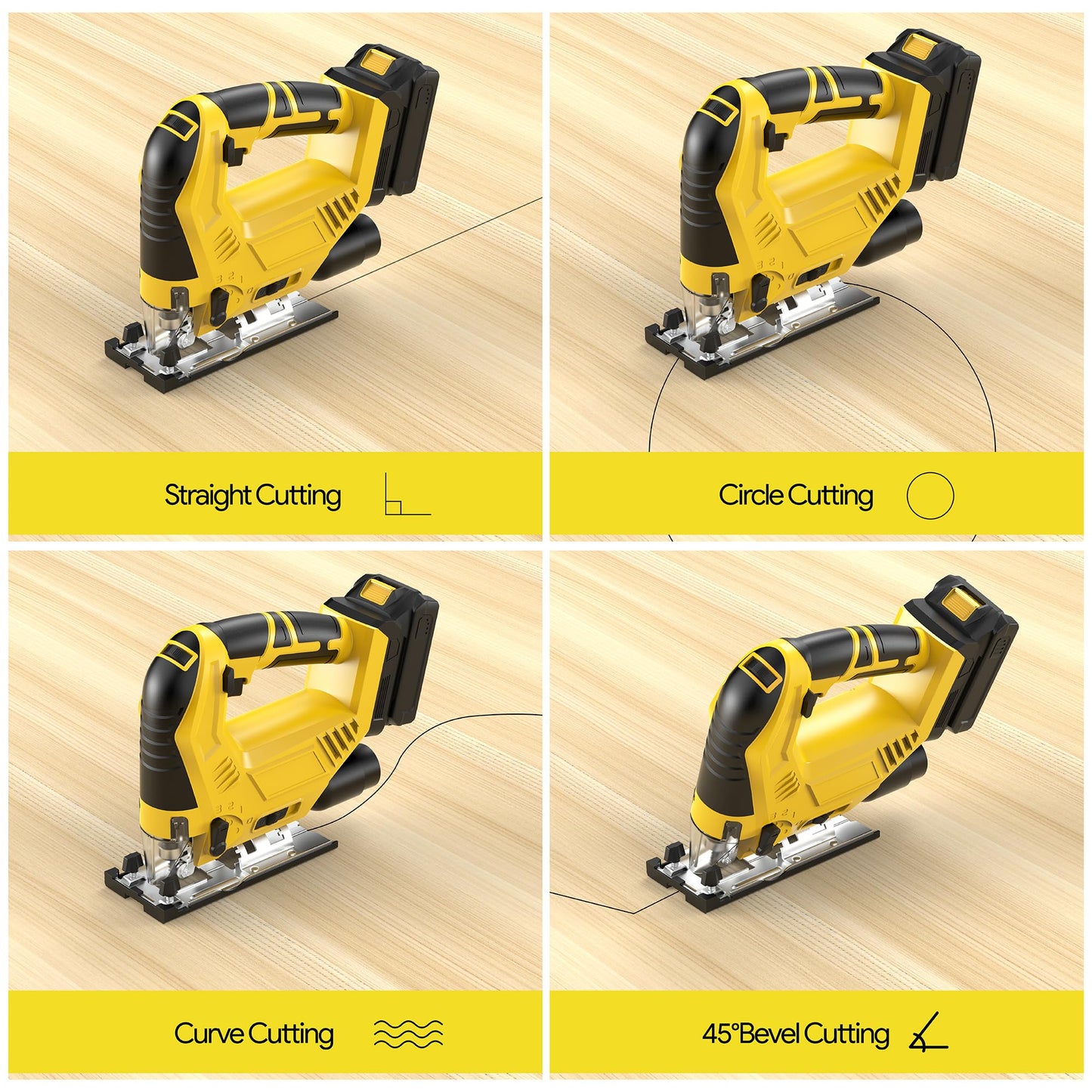 Cordless Jig Saw Compatible with Dewalt 20v Max Battery(No Battery) Brushless Jigsaw, Variable Speed, 45° Beveled Cuts, 3 Orbital Action, with Jigsaw Blades for Straight/Curve/Circle Cutting