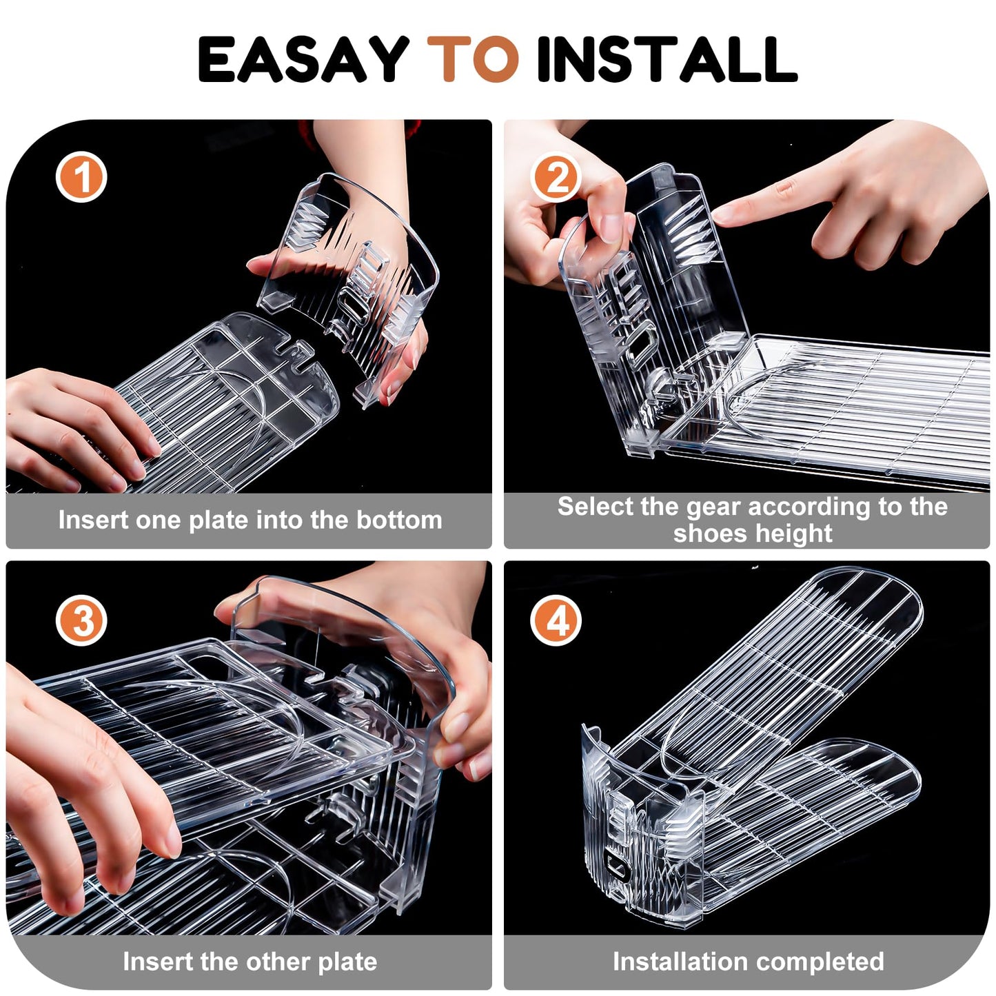 Neprock Shoe Slots Organizer for Closet, 20 Pack Acrylic Shoe Stackers Shoe Rack Holder, 3 Levels Adjustable Thickening Shoe Display Shoe Storage 50% Space Saving Zapateras Organizer (Clear,20 Pack)