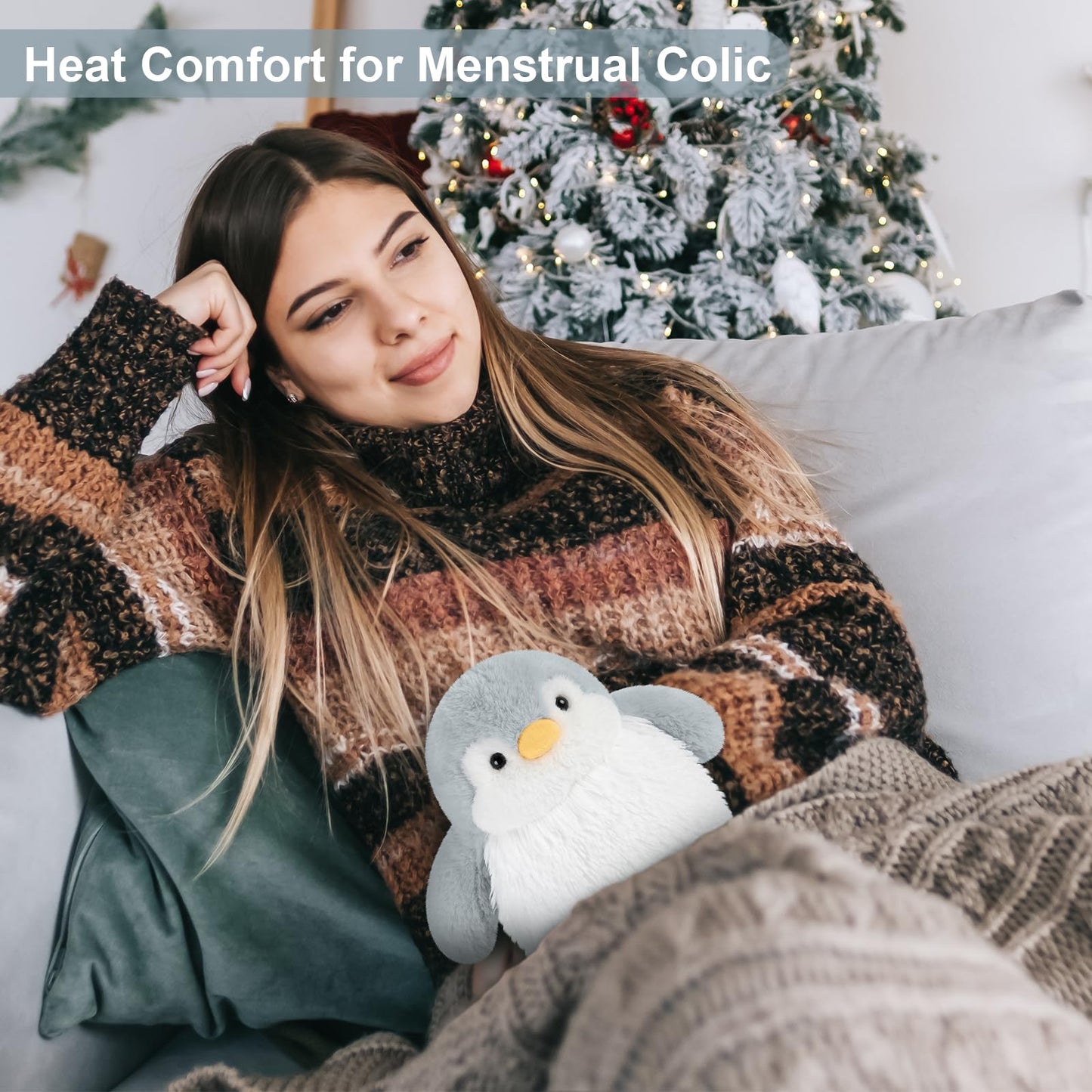 SuzziPals Heatable & Coolable Stuffed Penguin Plush, Microwavable Stuffed Animal Heating Pad for Cramps & Pain Relief, Cute Plushies Toys Penguin Stuffed Animal, Gifts for Girls & Boys