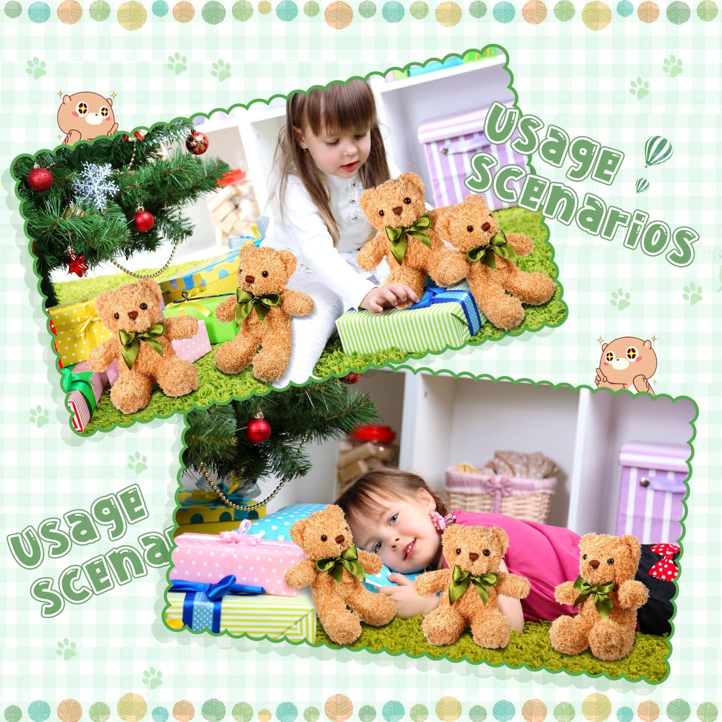 HyDren 24 Pcs Bear Stuffed Animals Bulk Cute Bear Plush Doll for Kids 10 Inch Children's Sleeping and Playing Toy Preschool Animals with Bow for Baby Shower Wedding Mothers Day Birthday Party