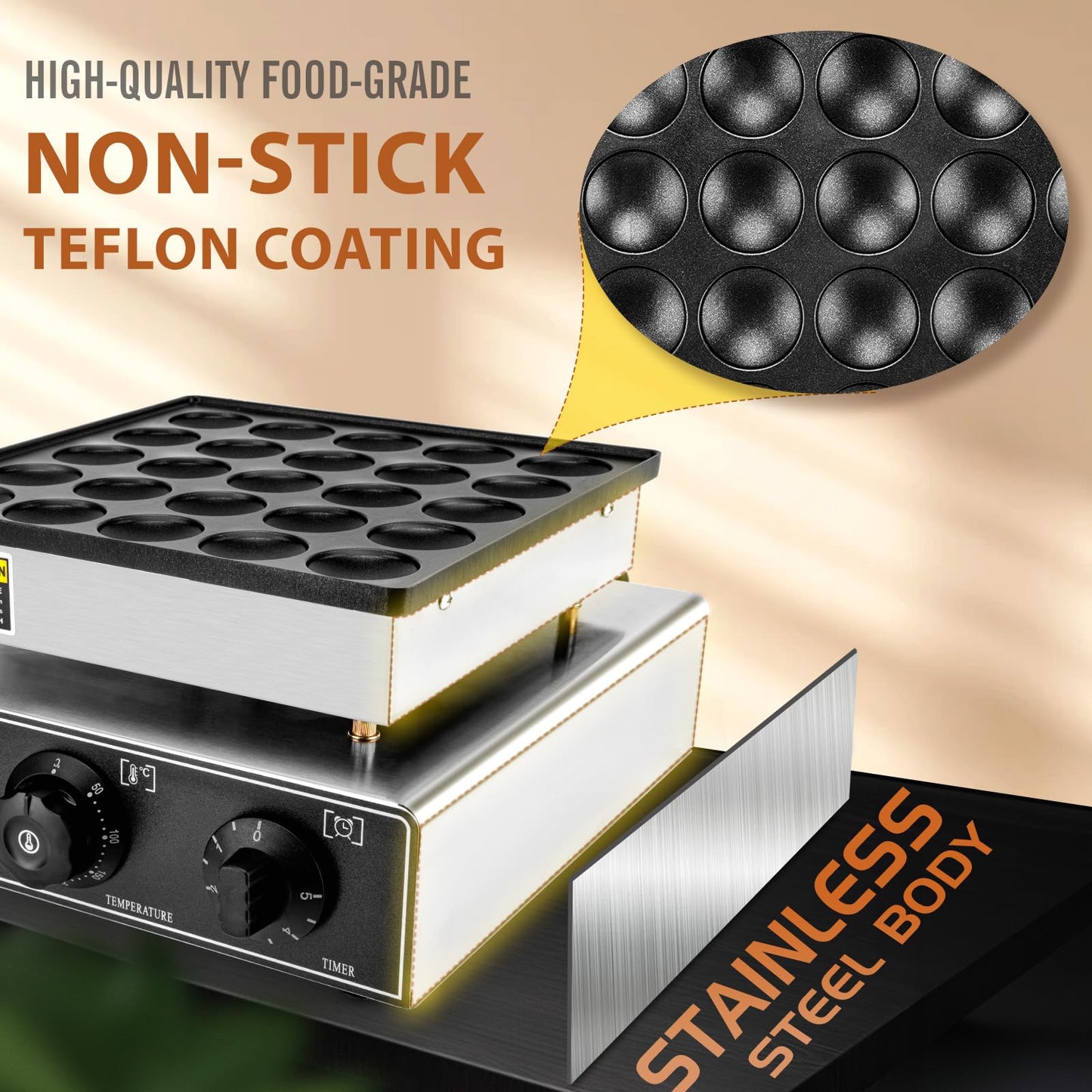 GDDGHS 25PCS Mini Pancakes Maker Machine, 110V 950W Electric Mini Pancake Maker Commercial Mini Dutch Pancake Maker, Non-stick Small Pancake Maker Mini hotcakes machine for Home Restaurant Business