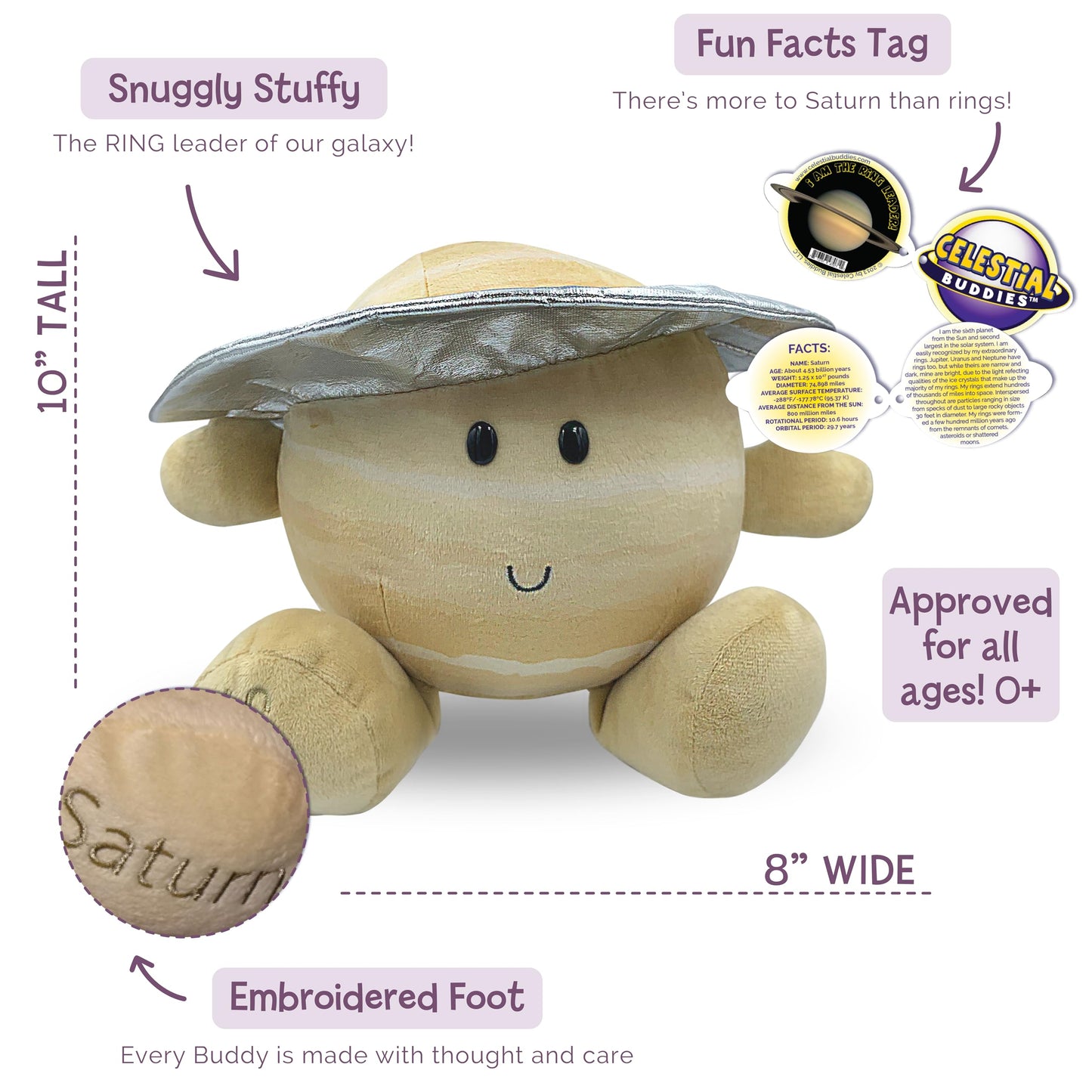 Celestial Buddies Saturn Buddy Learning Science Astronomy Space Solar System Educational Plush Blue Planet Toys?
