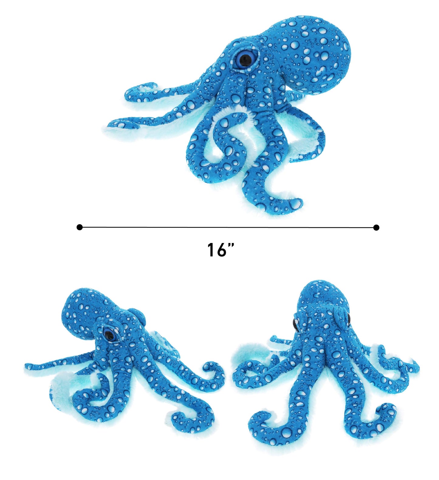 Dollibu Wild Stuffed Animal Soft Plush Collection, Best Storytime Buddy Animal Gift for Children, Adorable Nursery Zoo Sea Creature Peekaboo Critters Baby Toys for Girls & Boys - Blue Octopus 16 in.