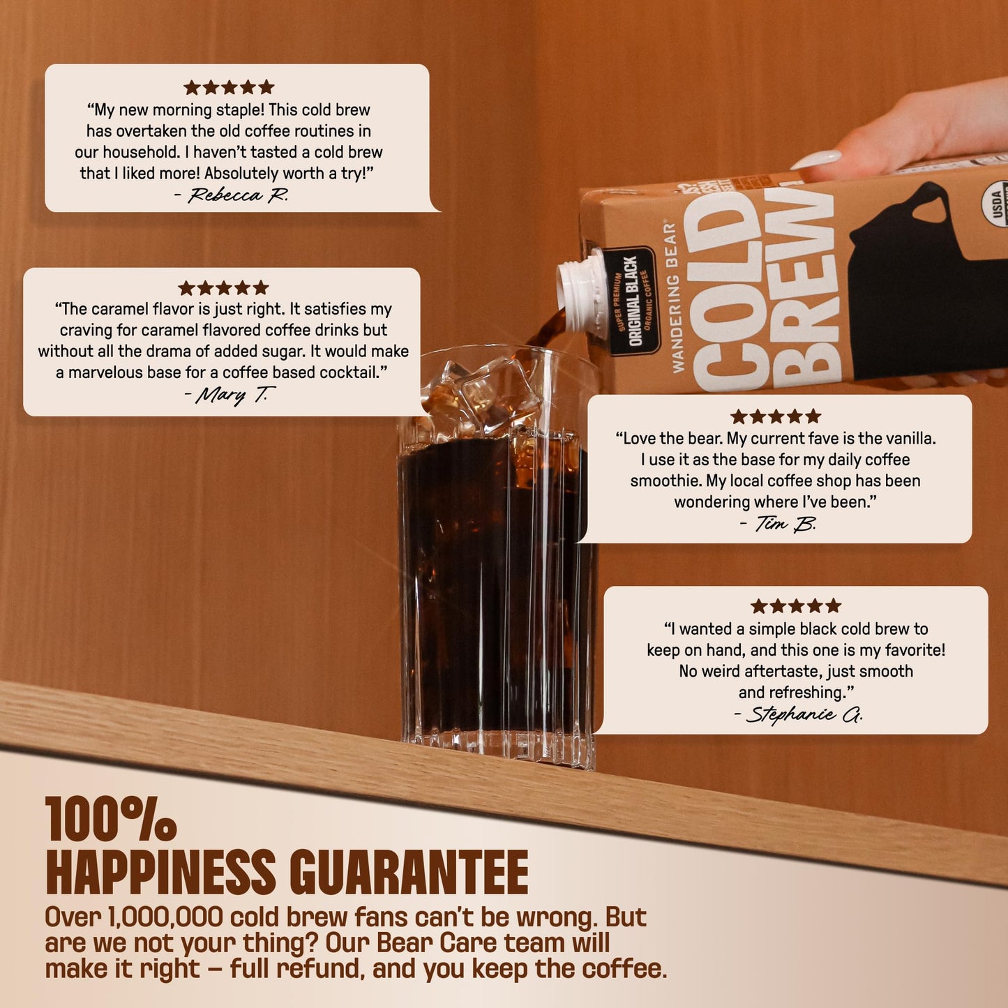 Wandering Bear Organic Unsweetened Extra Strong Cold Brew in a Box - Make Your Own Iced Coffee Drink with Wandering Bear Black Concentrate, Shelf-Stable & Vegan - 21 Servings - 32 fl.oz