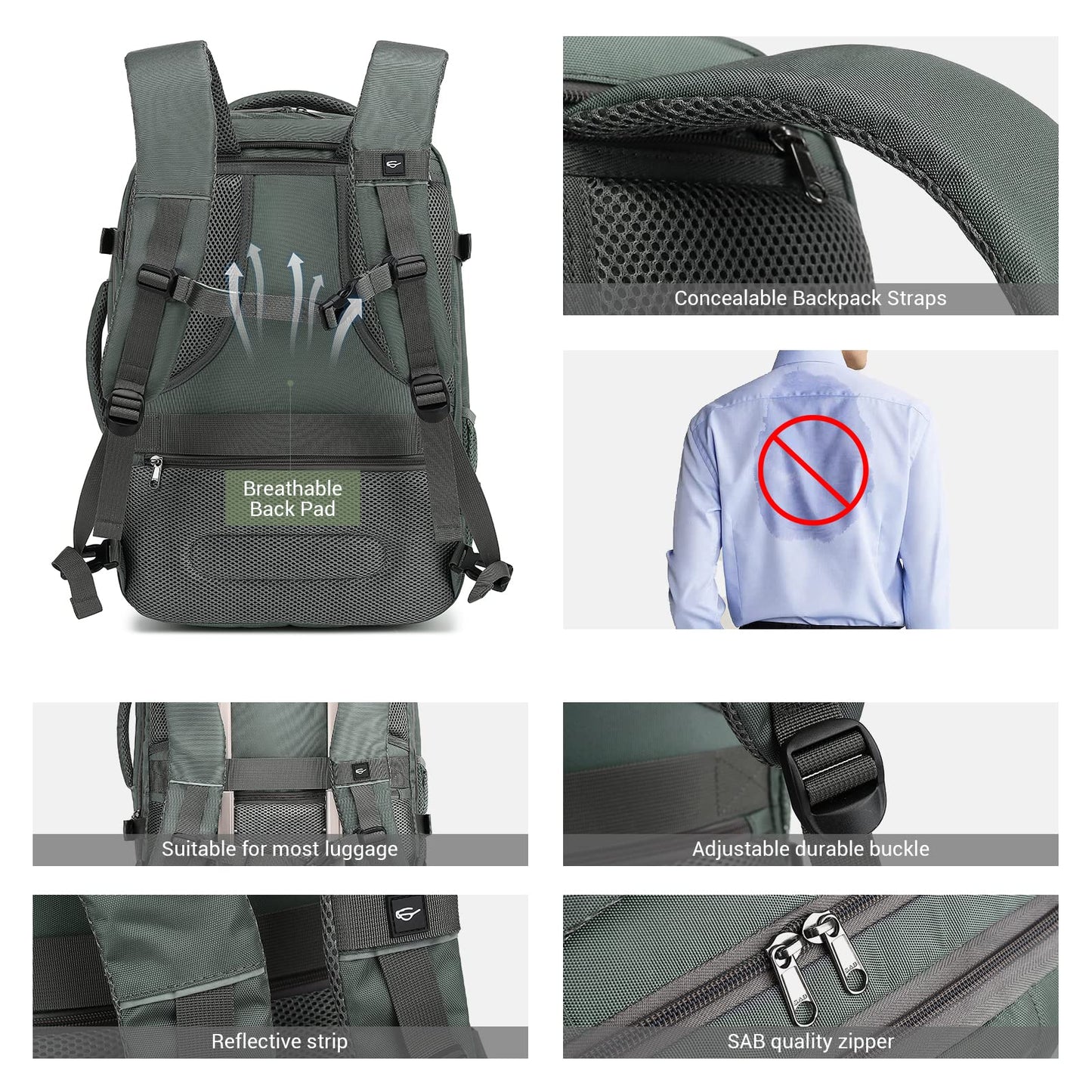 MOLNIA Large Travel Backpack for Men Women,Waterproof Carry On Backpack,Laptop Backpack for College Travel Daily Work