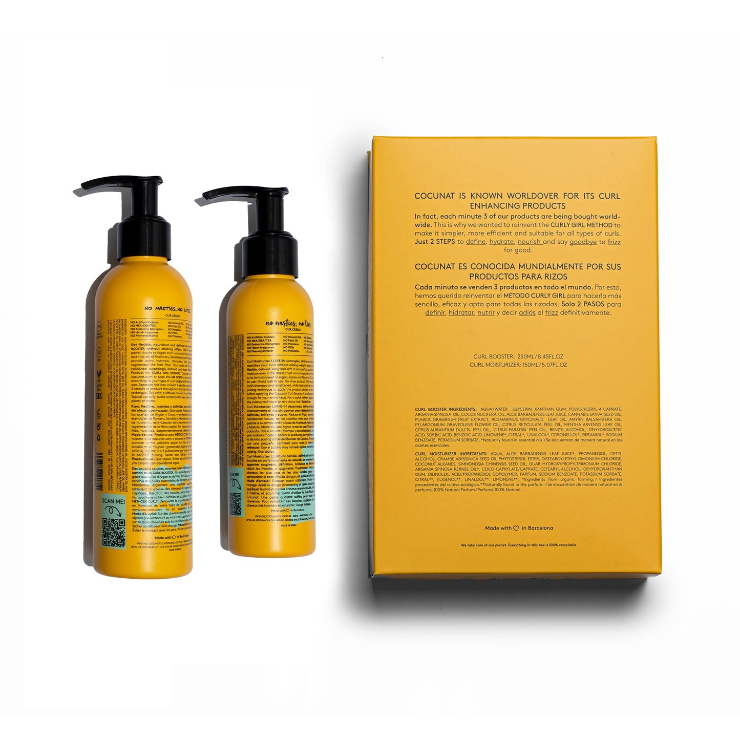 COCUNAT - Curly Method - Curly Hair Gel and Conditioner for Perfect Curls in 2 steps - Leave-in Moisturizer + Curl Booster - Moisturises, Nourishes, Strengthens and Eliminates Frizz - 250ml+150ml