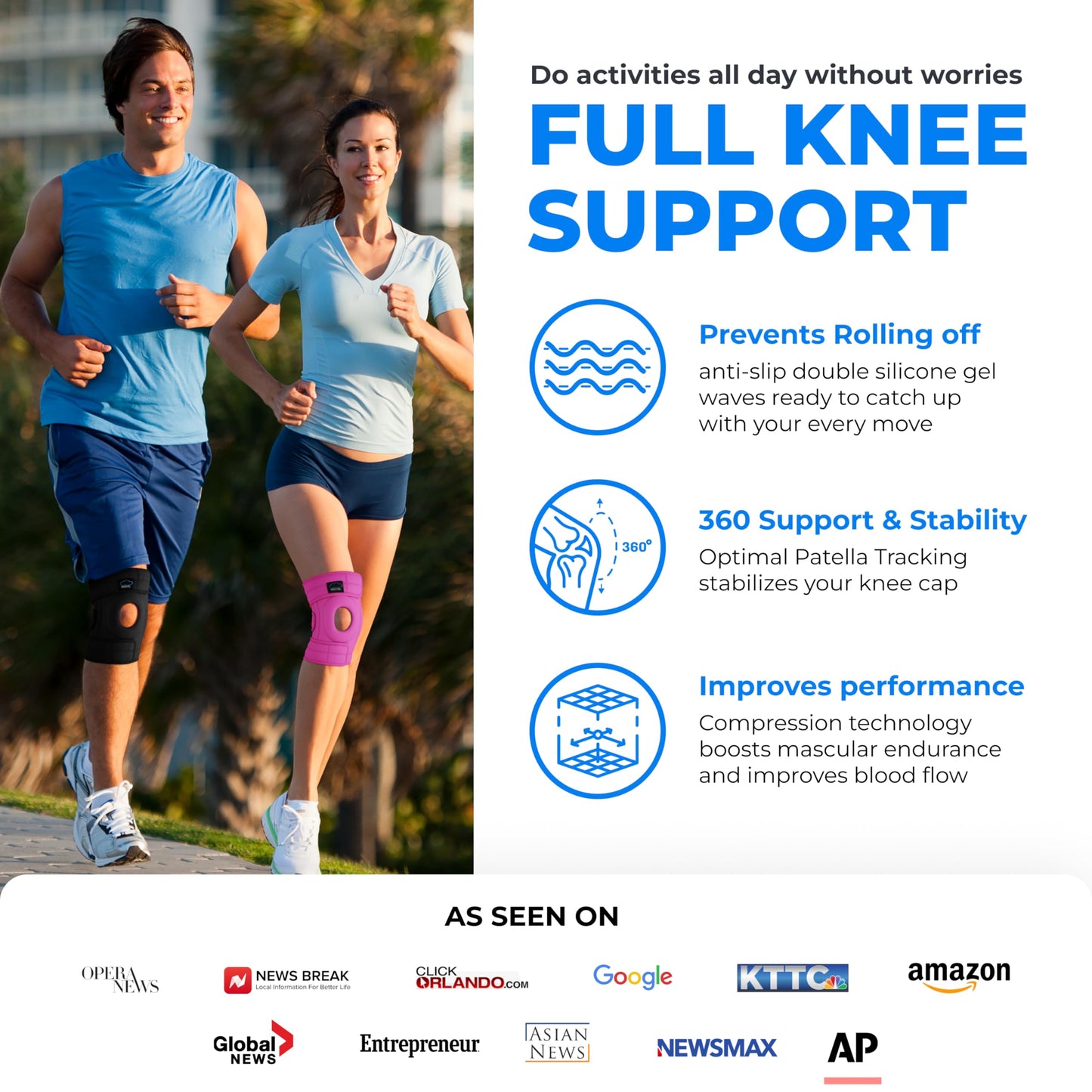 Modvel ELITE Knee Brace for Men & Women – Patella Gel Pads & Side Stabilizers for ACL, Meniscus Tear, Arthritis & Injury Recovery – Maximum Support for Running, Sports & Joint Pain Relief