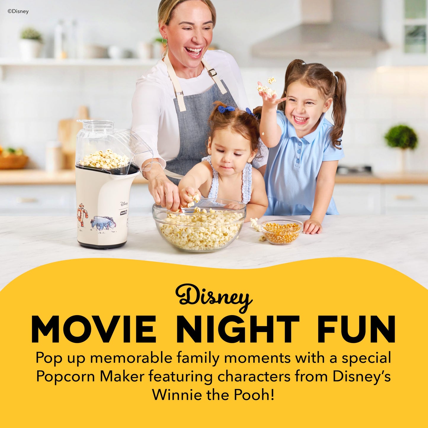 Disney Dash Fresh Pop Popcorn Maker - Oil-Free, Air Popcorn Popper - With Measuring Cup & Recipe Guide - Perfect for Movie Nights - 16 Cups, Winnie the Pooh