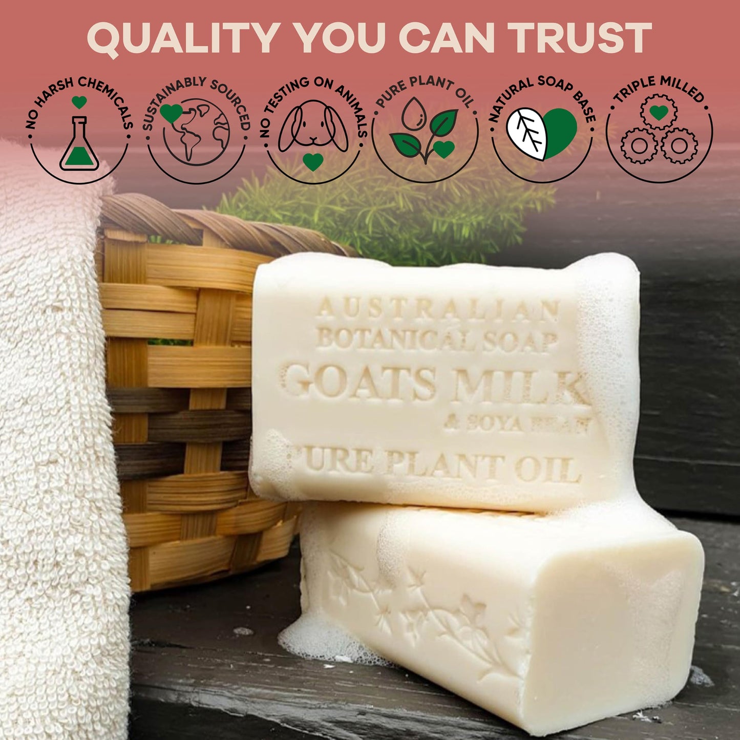 Australian Botanical Goat Milk Soap Set 6.8 OZ Bars, Pack of 8, Triple Milled Bar Soap with Soya Bean Oil and Organic African Shea Butter, Natural Soap for all Skin Types, Packaging May Vary