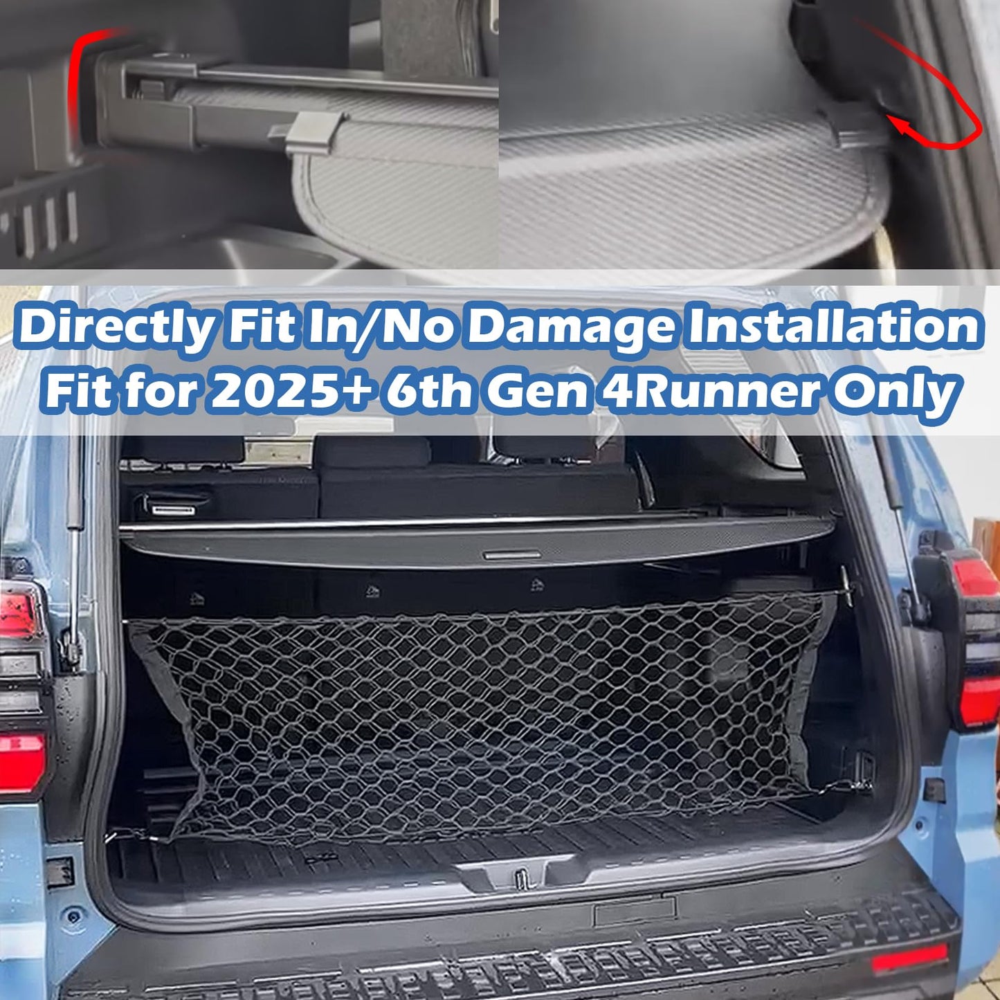 Volcaner Cargo Cover Compatible with All-New Toyota 4Runner 2025 2026 Accessories,Carbon Fiber Look Retractable Trunk Cover Organizer Security Shielding Shade Cover (Carbon Fiber Look,Hidden Handle)