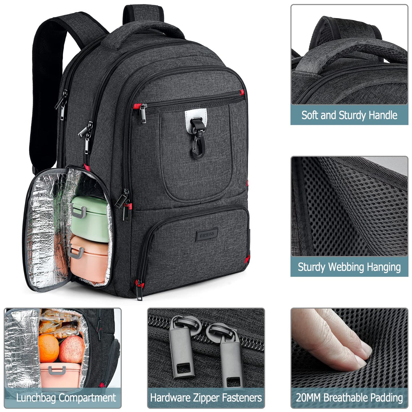 Lunch Backpack, Insulated Cooler Lunch Bag Backpack, Large Travel 17.3 Laptop Back Pack Sturdy Computer College School Bookbag for Women Men for Men Women Work Hiking Picnic