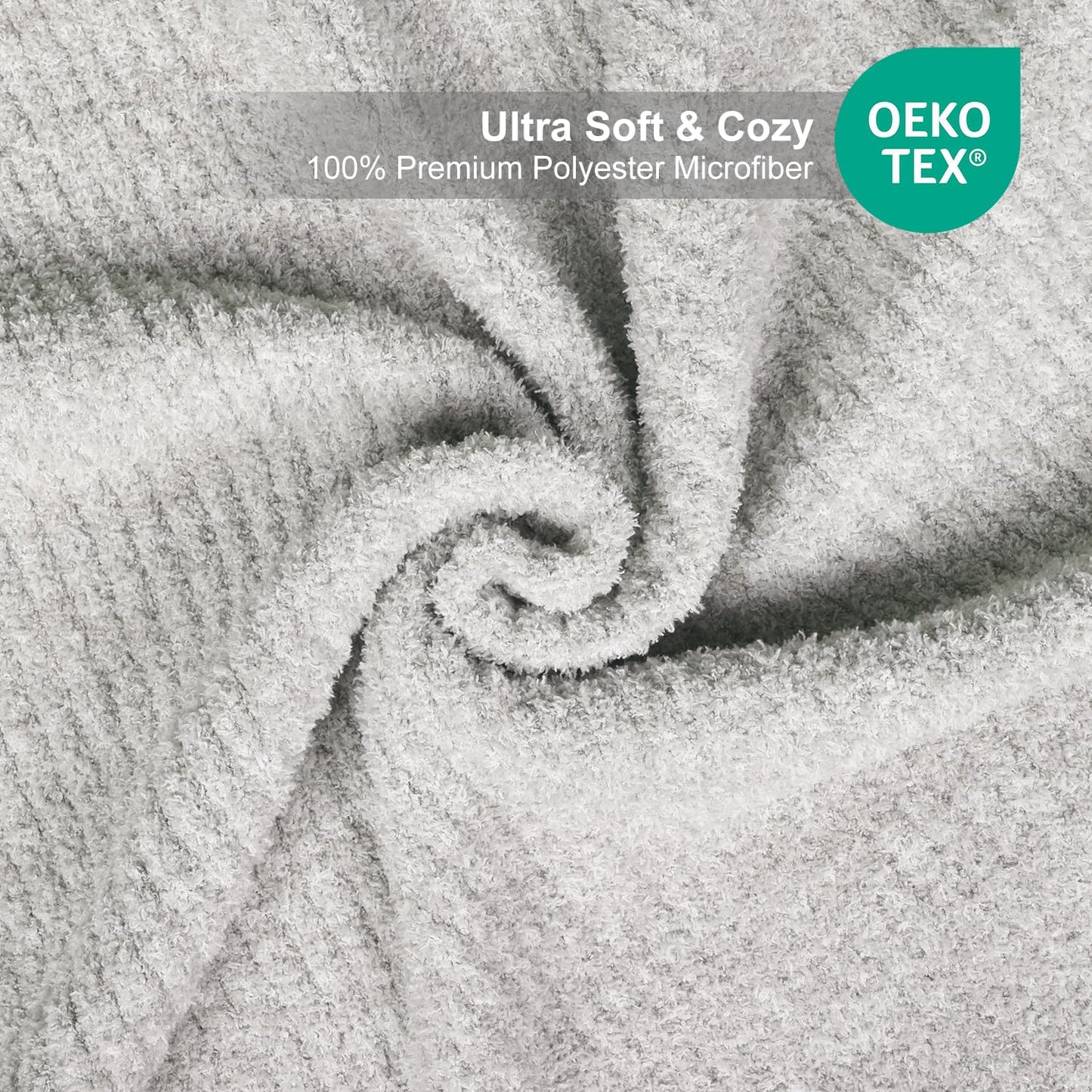 MH MYLUNE HOME Ultra Soft Ribbed Throw Blanket for Couch 60x80 Inches Luxurious Super Cozy Fluffy Microfiber Blanket Plush Warm Reversible Throw Blankets for Sofa Bed - Gray 60 x 80 Inches