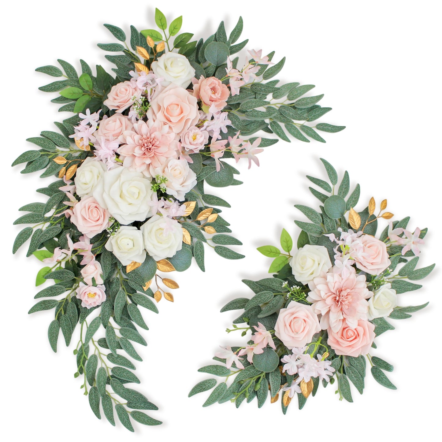 Odouzy Pack of 2 Wedding Arch Decorations Artificial Hanging Flowers Floral Swag for Wedding Welcome Sign Backdrop Balloon Arch Home Party Bridal Ceremony Reusable (Light Pink)
