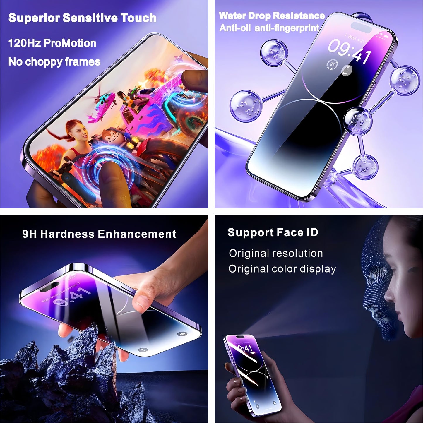 ZTR for iPhone 14 Pro Max Screen Replacement, 6.7'' COF LCD Display and Touch Digitizer Full Assembly with Repair Tool Kits, 120Hz Promotion, Screen Protector (for A2651, A2893, A2896, A2895, A2894)