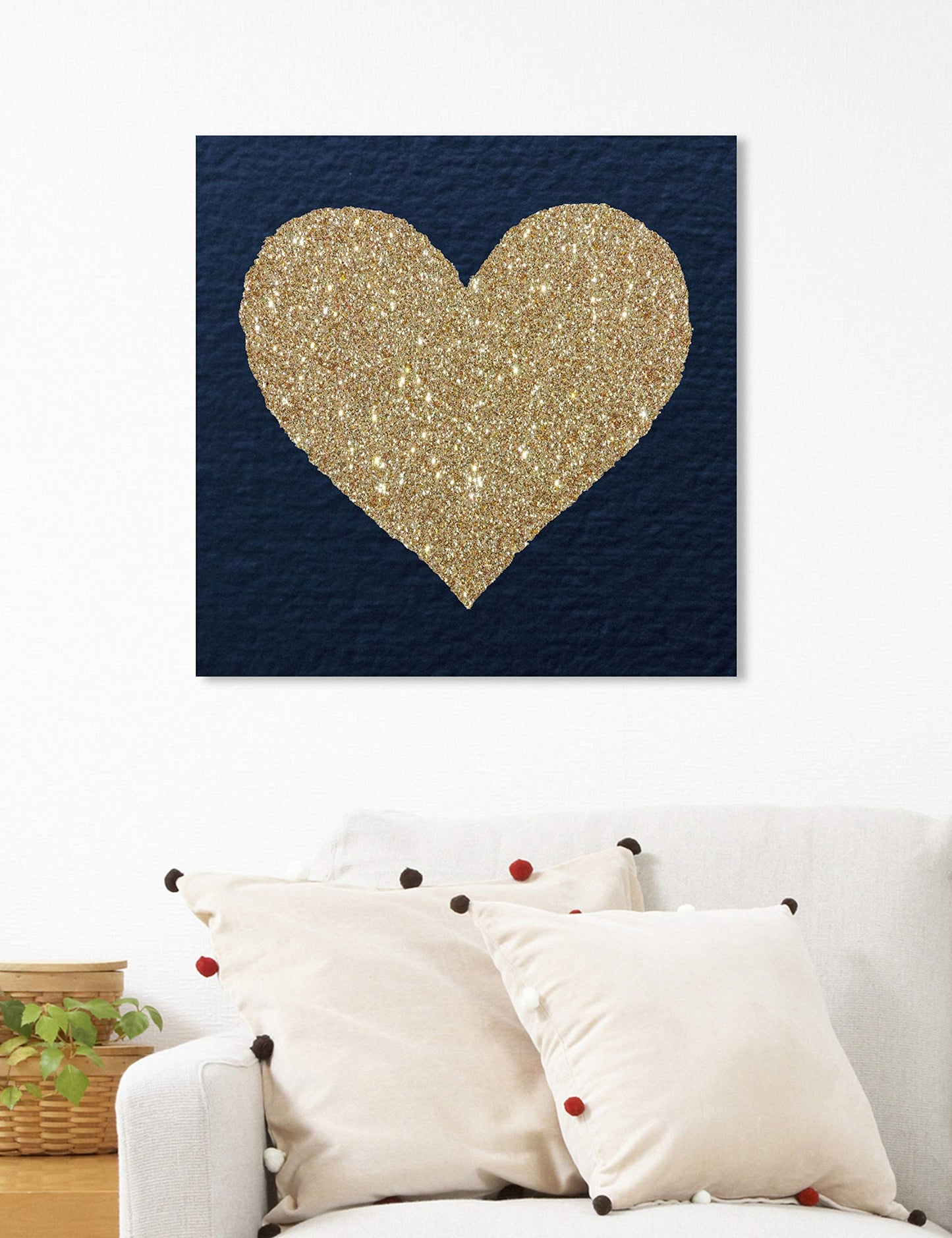 The Oliver Gal Artist Co. Fashion and Glam Wall Art Canvas Prints 'Ever After Sparkle' Home Décor, 20" x 20", Gold, Blue
