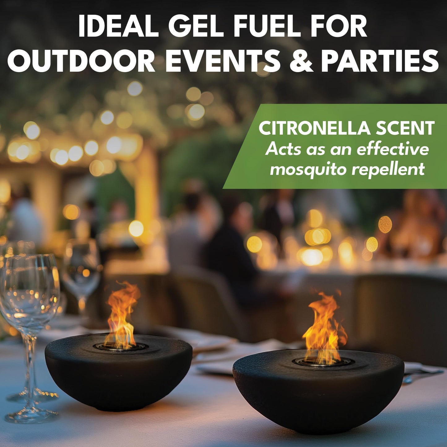 Superior Trading Co. Citronella Gel Fuel Cans, Clean-Burning Bioethanol, Smoke-Free, Fresh Scent 3-Hour Burn, Indoor & Outdoor Safe, 368g, 6 Pack
