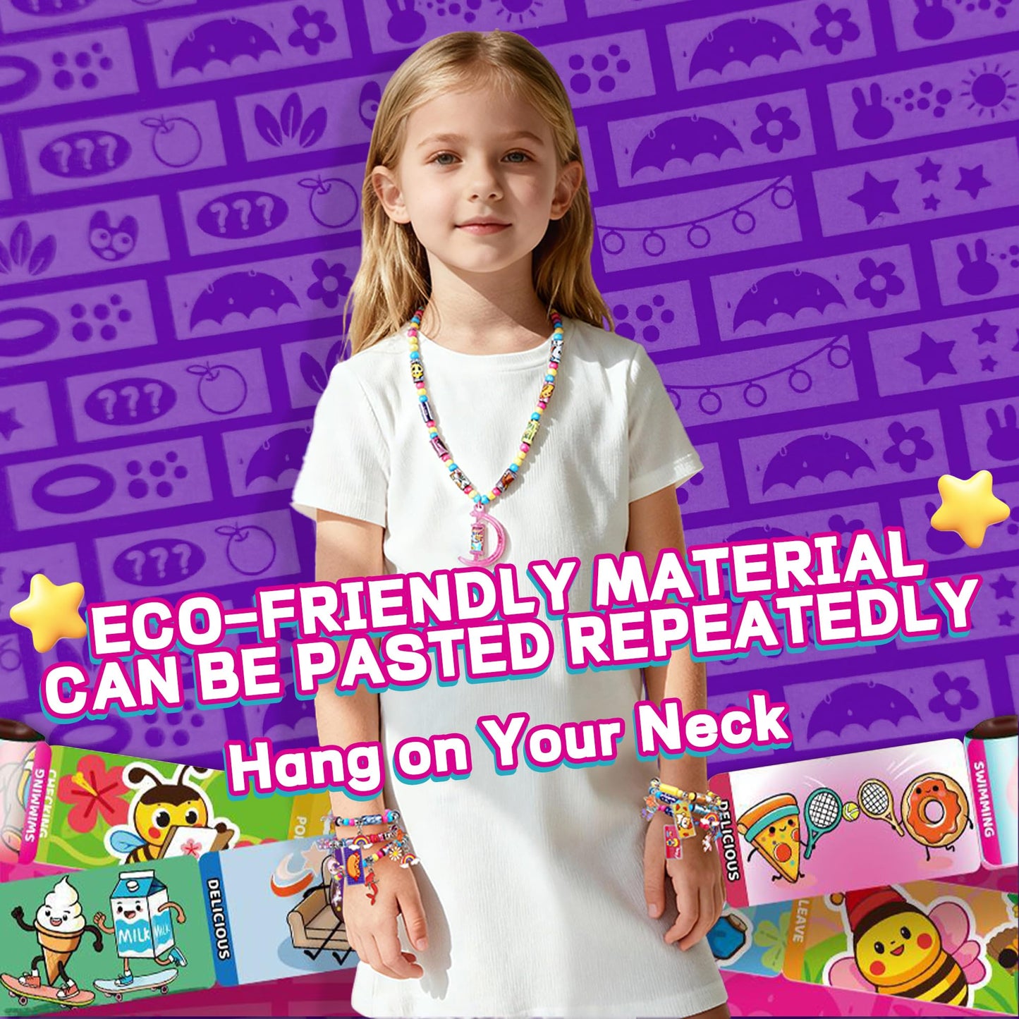Creative Sticker Bracelet DIY Kit with 400 Mini Sticky Rolls – Wearable & Shareable STICKI Rolls 100-Page Sticker Book, Reusable Arts & Crafts for Kids Ages 5–12 (Girls & Boys