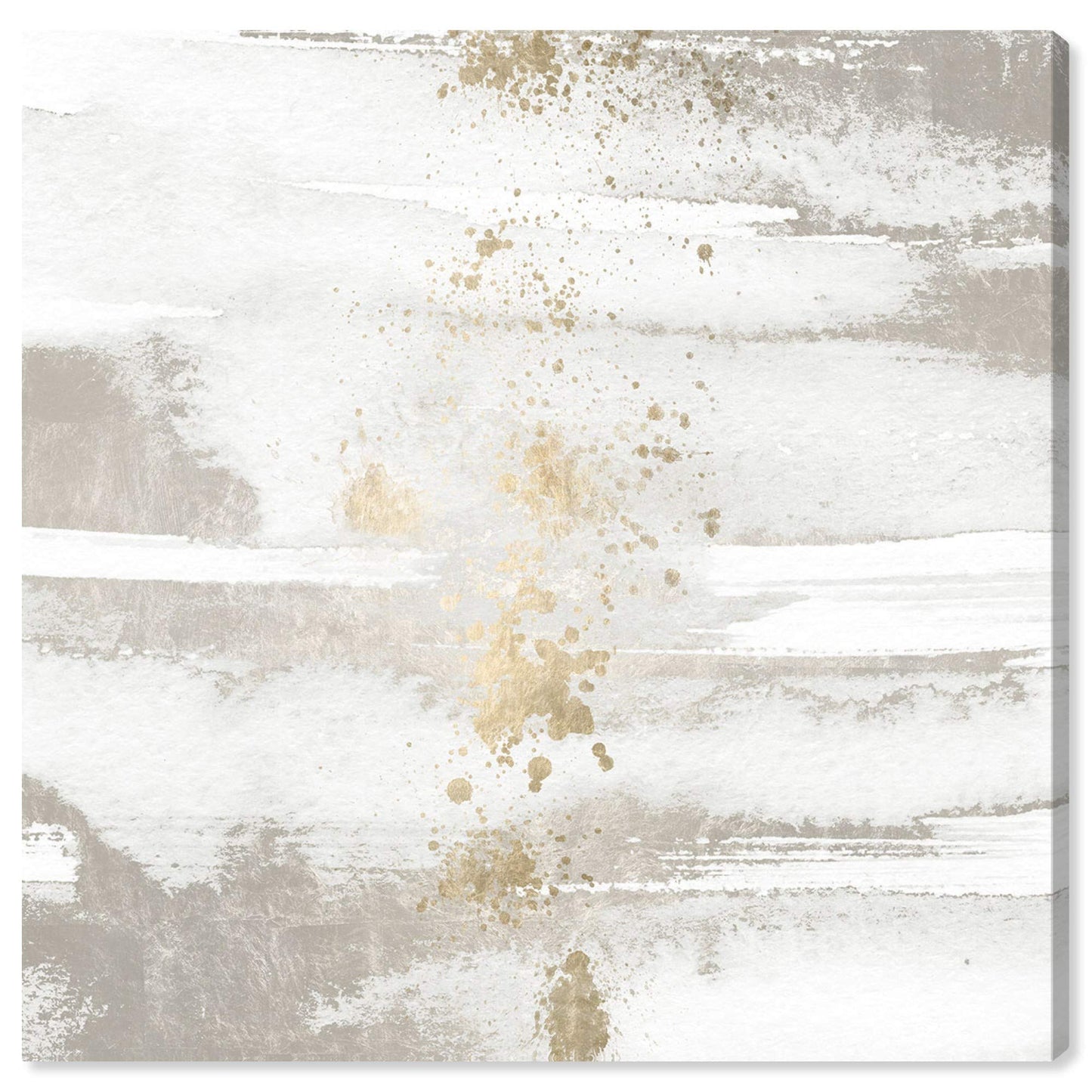 The Oliver Gal Artist Co. Abstract Wall Art Canvas Prints 'Sun and Rain' Paint Home Décor, 24 in x 24 in, White, Gold