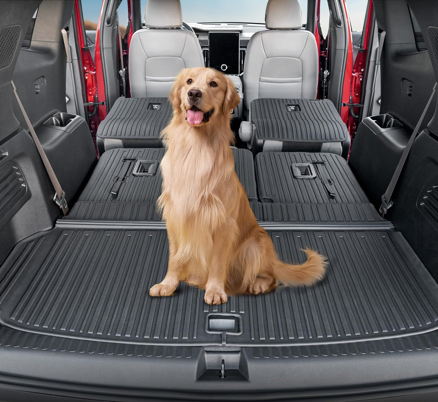 JOULARISE Cargo Mat Backrest Mats for 2024 2025 2026 GMC Acadia 7 Seats Car Accessories, All-Weather TPE Protector Cargo Liner Trunk Mat Seat Back Covers