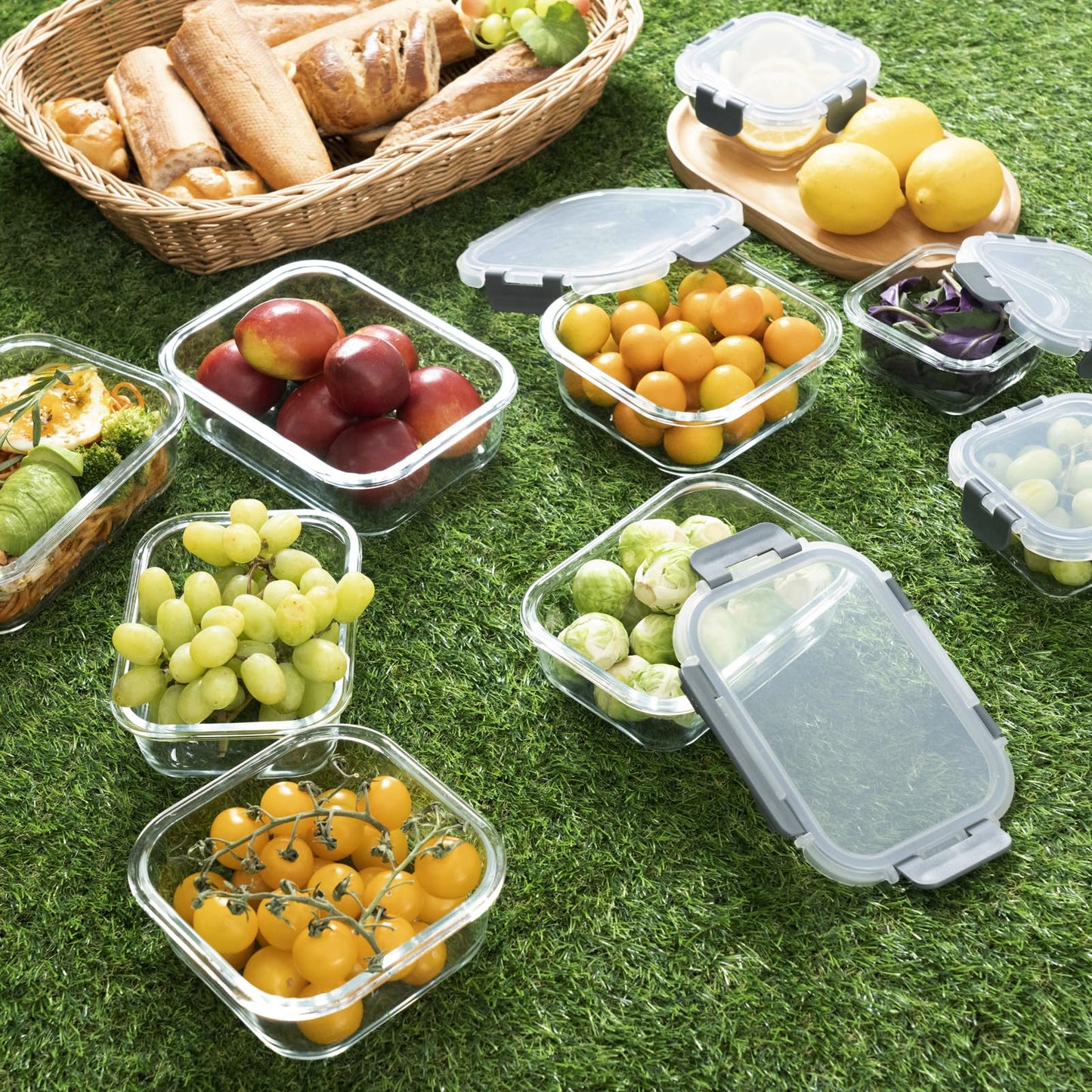 salient S 18 Pieces Glass Food Storage Containers with Lids,Airtight Glass Meal Prep Containers,Glass Storage Containers Set for Kitchen,Pantry BPA Free & Leak Proof (9 lids & 9 Containers)