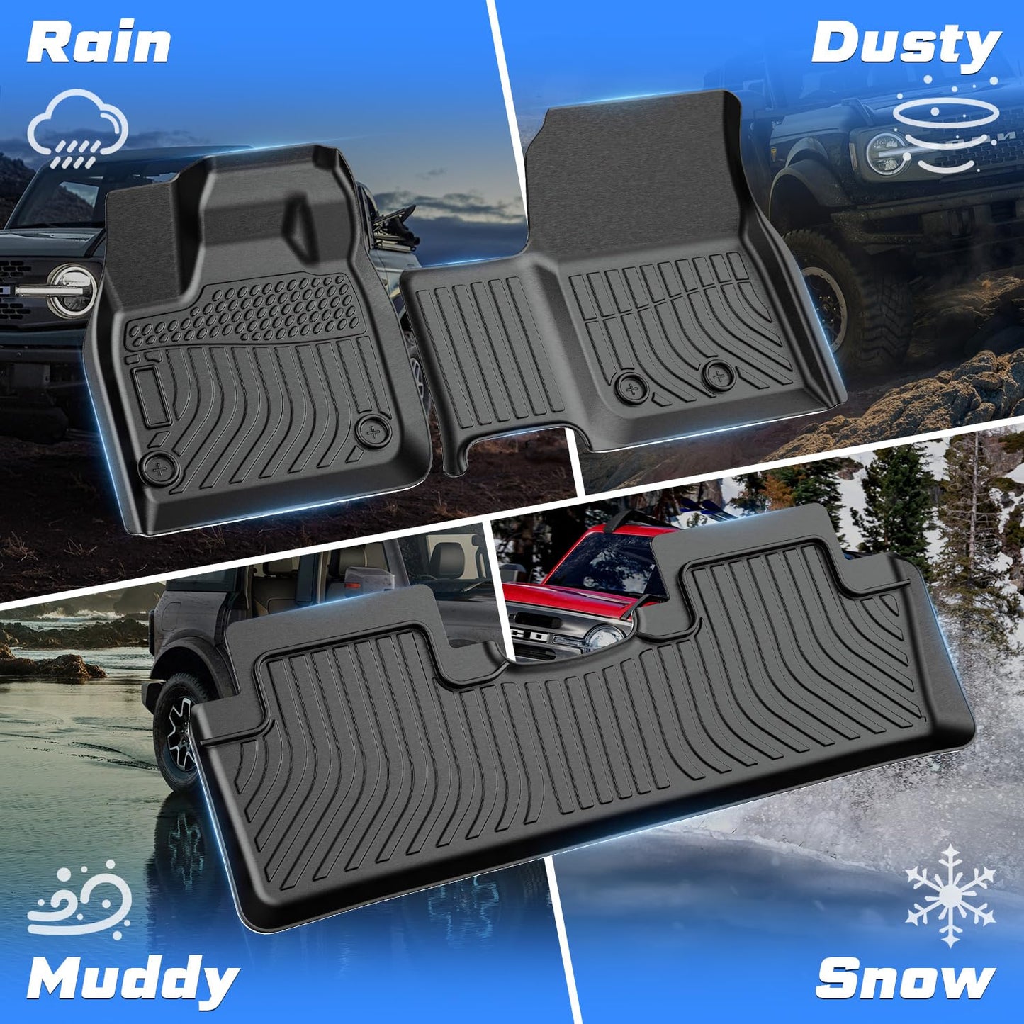 Sunsdrew Floor Mats for Nissan Ariya 2023 2024 2025 Accessories All Weather Ariya Floor Liner,1st&2nd Row Full Set Heavy Duty Car mats Black