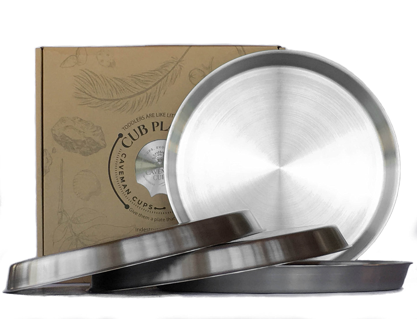 Premium Heavy Weight Stainless Steel Plates Set 4 Pack Kids Adults Elderly Camping