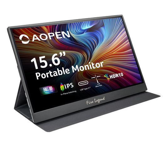 AOPEN by Acer 16PM1Q Bbmiuux 15.6" Full HD 1920 x 1080 IPS Portable Monitor | Ultra Slim Portable Design | External Monitor for Laptop PC Mac I Two 1W Speakers| 2 - USB 3.1 Type-C