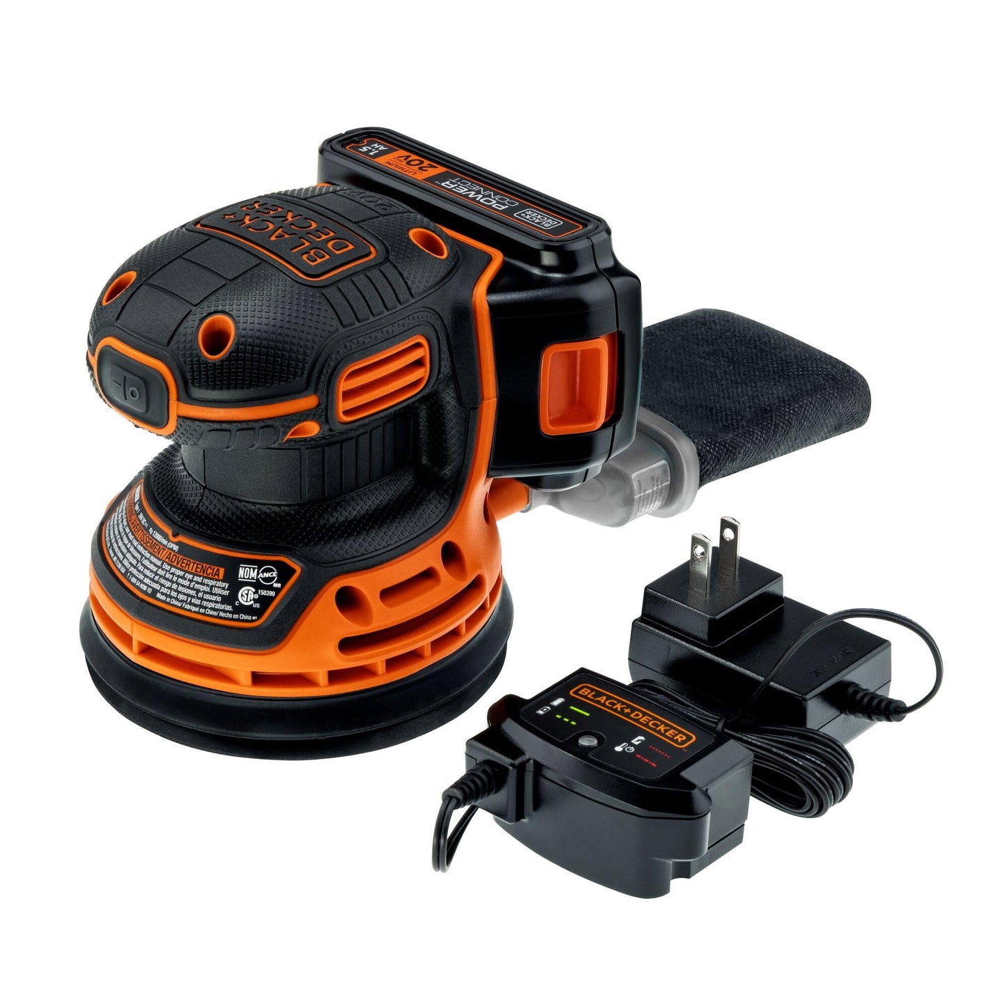 BLACK+DECKER 20V MAX Orbital Sander, Cordless, 12,000 OPM, 2 Sandpaper Sheets, Battery and Charger Included (BDCRO20C)