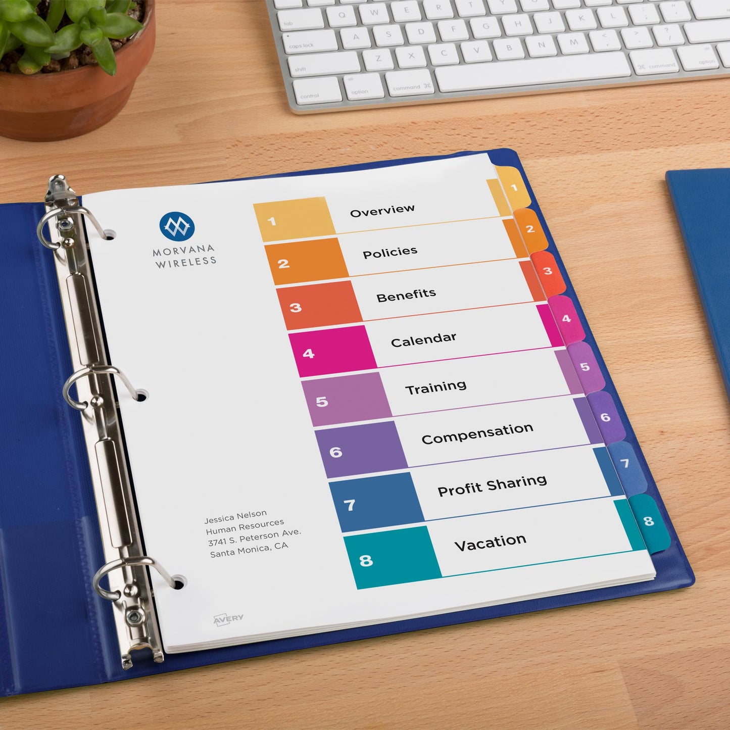 Avery 8 Tab Dividers for 3 Ring Binders, Customizable Table of Contents, Multicolor Tabs, 24 Sets (11168)
