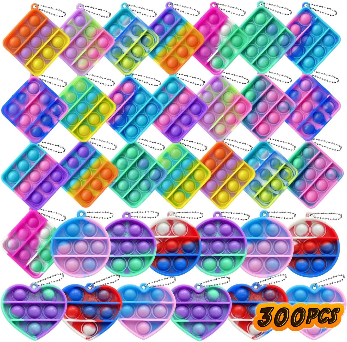 12 pcs Random Color Mini Squeeze Pop Bubble Fidget Sensory Toys, Mini Keychain Wrap Small Relieve Anxiety Stress Toy, Pop Bulk Silicone Classroom Prize for Kids Adult Party Gift
