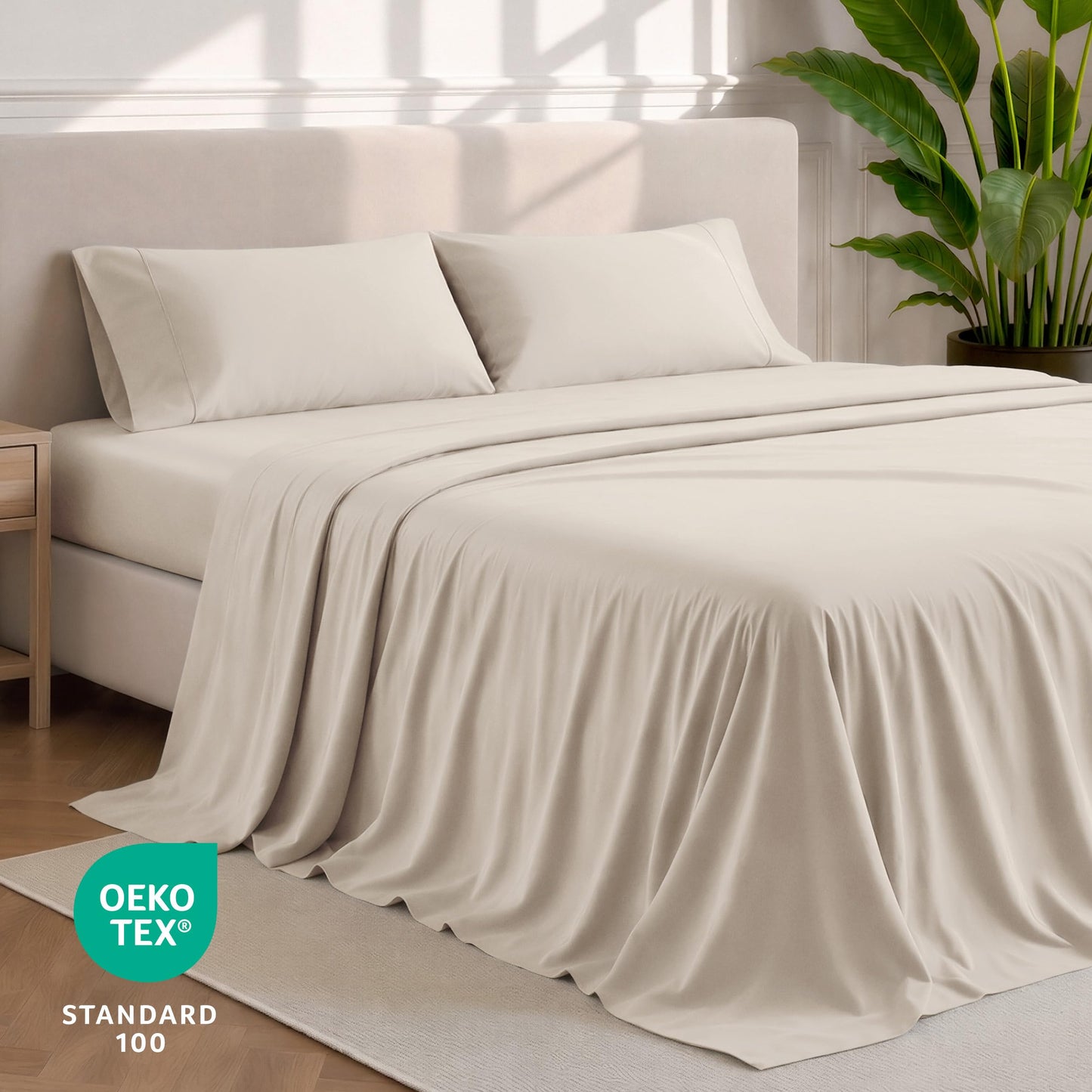 Bare Home King Sheet Set - 1800 Ultra-Soft Microfiber King Bed Sheets - Double Brushed - Deep Pockets - Easy Fit - 4 Piece Set - Bedding Sheets & Pillowcases (King, Wheat)