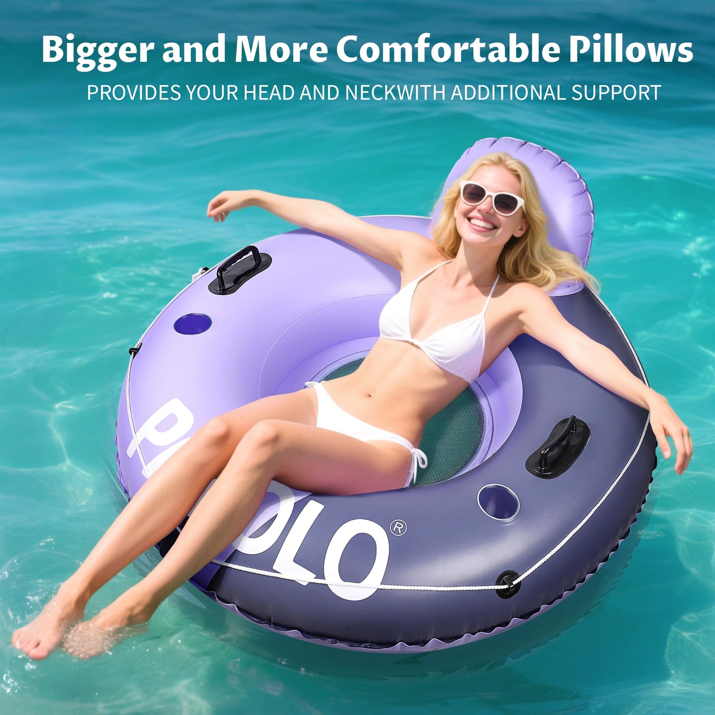 River Tubes for Floating Heavy Duty, Pool Float Adult, 45" Inflatable Float Tube for Beach Lake Rafting, River Floats with Mesh Bottom