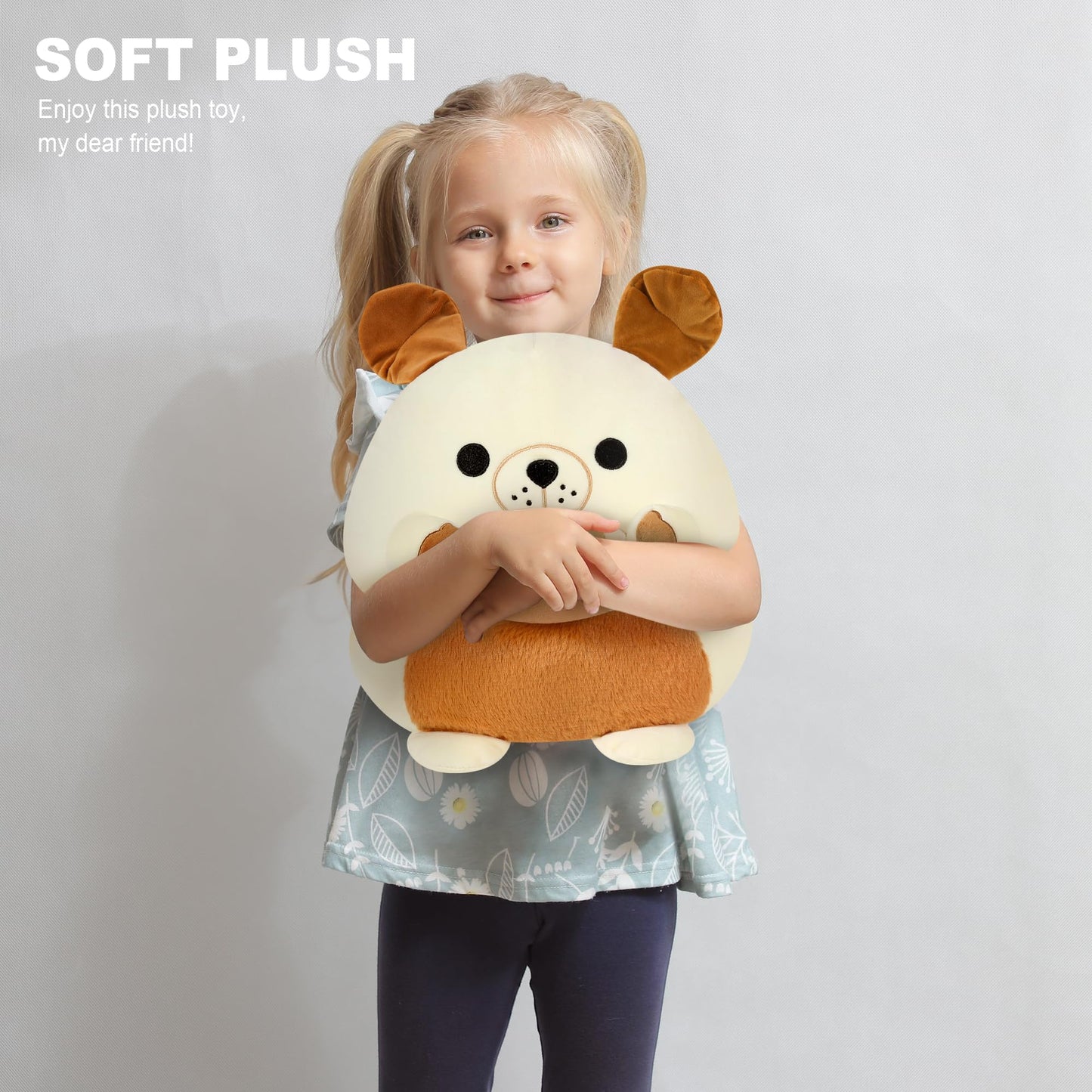 Onsoyours Original Bulldog Plush with Football, Cute 12 inch Sport Dog Brown-White Stuffed Animal, Ultra Soft Collectible Hugging Gift Puppy Plush Toy