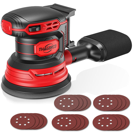 Cordless Orbital Sander Compatible For Milwaukee 18V, Electric Orbit Sander with Brushless 12000 RPM 6 Variable discs Speed Sander Machine With Dust Collector for Woodworking Sanding (No Battery)