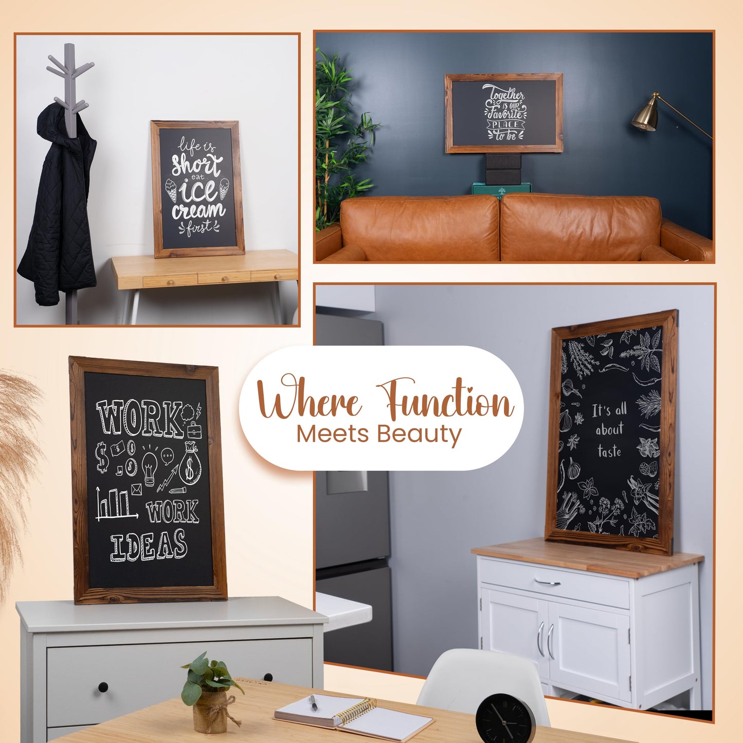Loddie Doddie Magnetic Chalkboard Sign - 20 x 30 in, Rustic Wood Frame - Wall Mount Magnetic Bulletin Board - Easy Erase Chalk Calendar & Photo Display - Magnet Board for Wall
