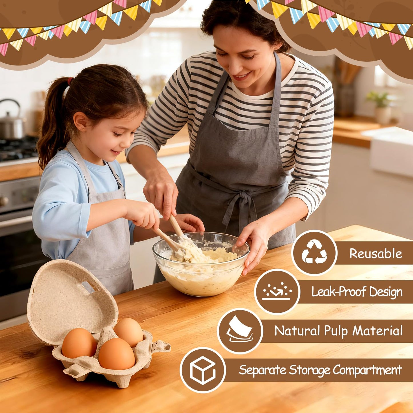 Gleom 96 Pcs Heart Shaped Egg Carton for Valentine's Day & Easter, Reusable Egg Cartons Holds 3 Eggs, Bulk for Home Kitchen Baking Storage (96)