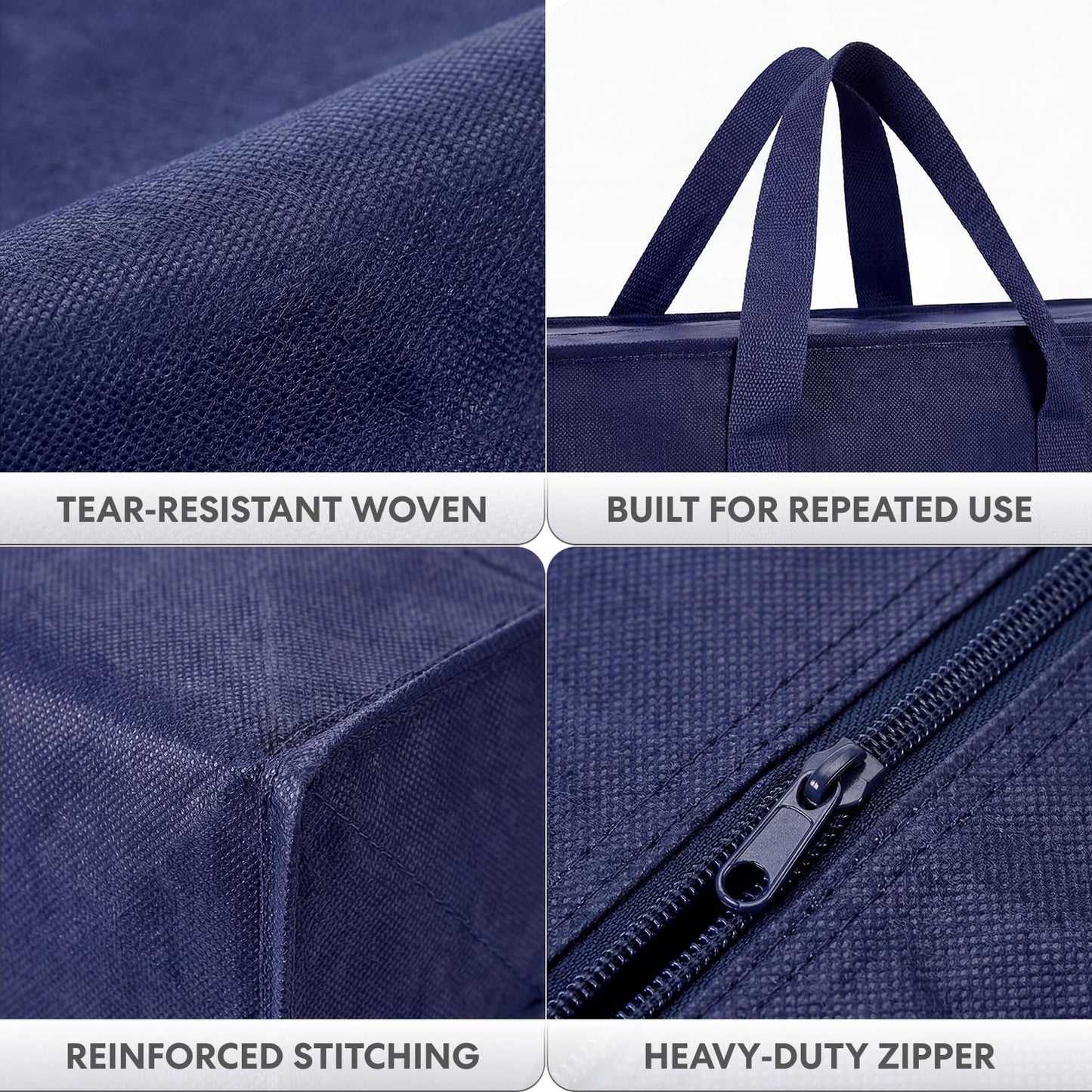Simpli-Magic Heavy Duty Moving Bags, 12 Pack, Extra Large Reusable Storage & Relocation Bags with Carry Handles & Zipper