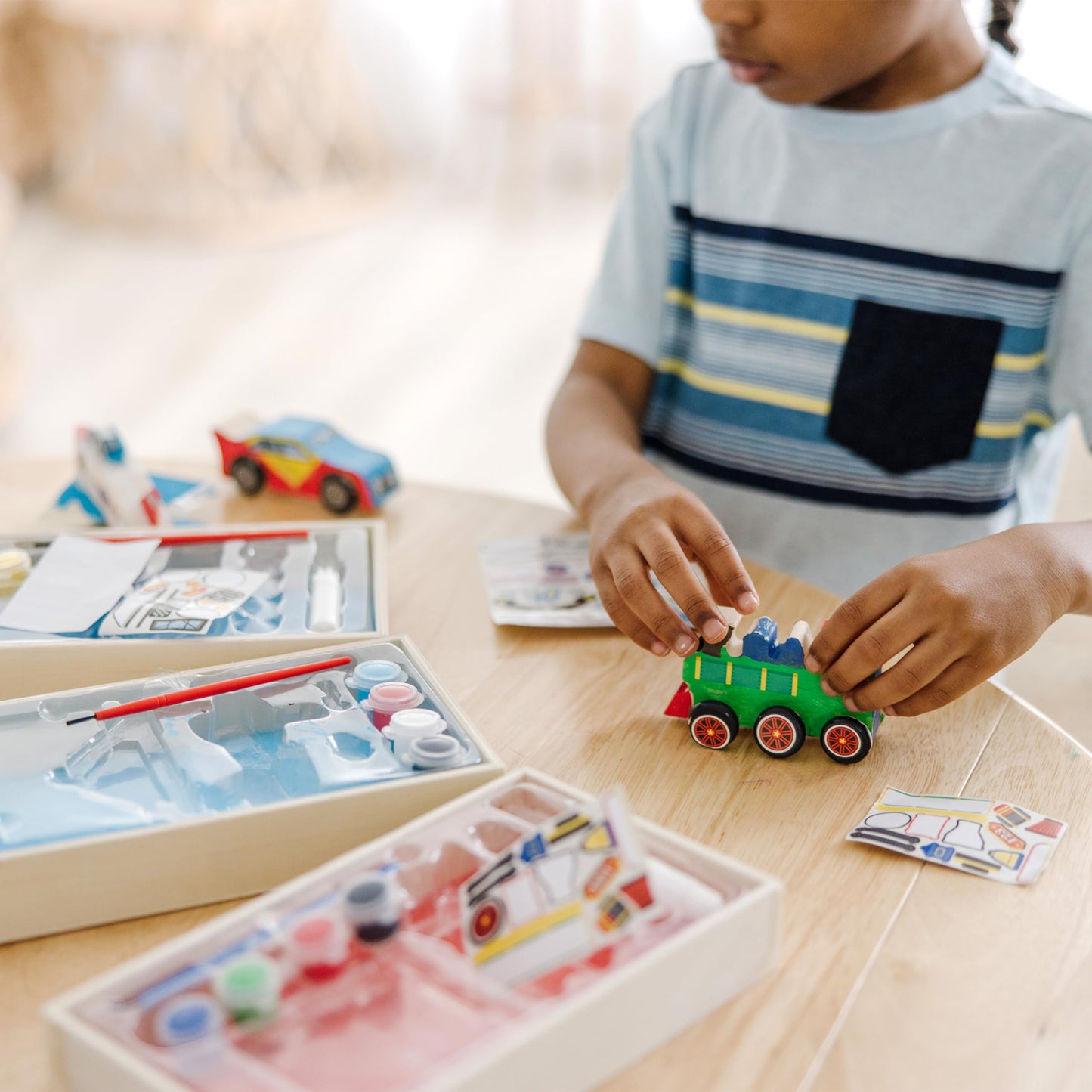 Melissa & Doug Decorate-Your-Own Wooden Craft Kits 3-Pack - Plane, Train, and Race Car